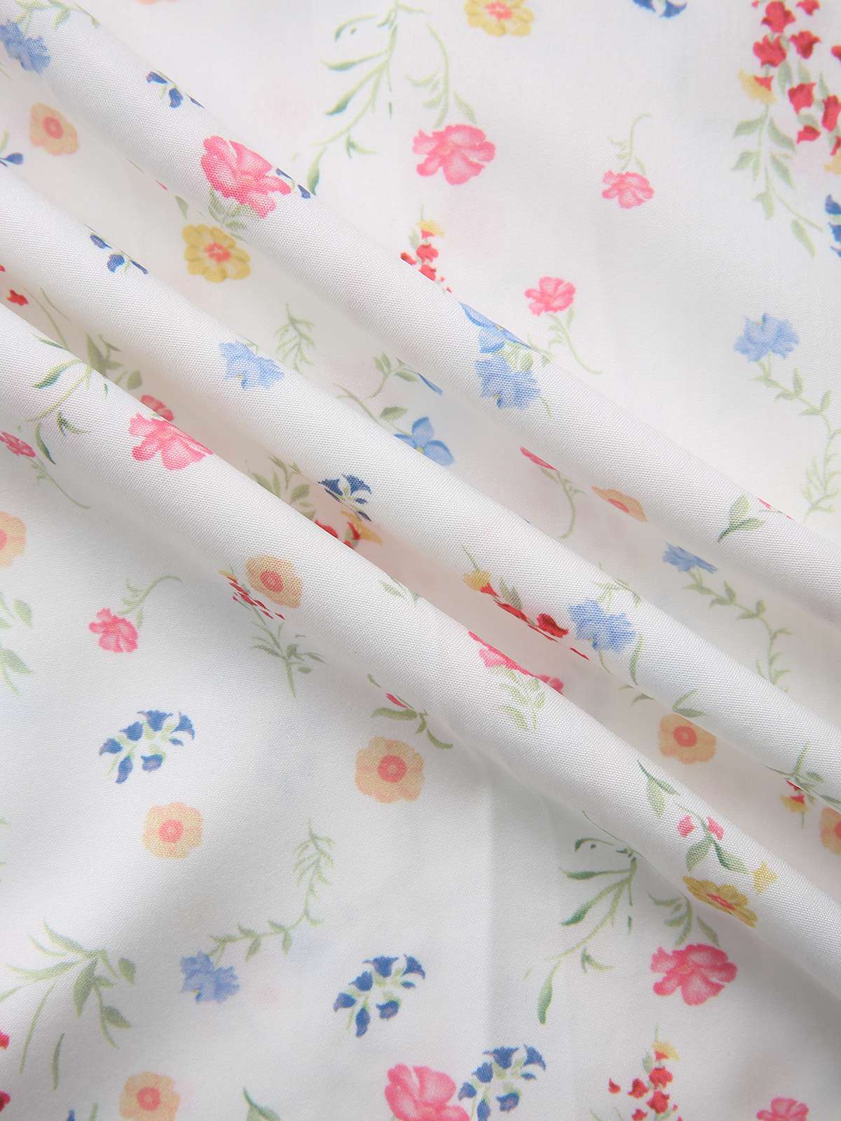 Weiß 1930er Blumen Quadratischer Hals Puffärmel Kleid - Image 8