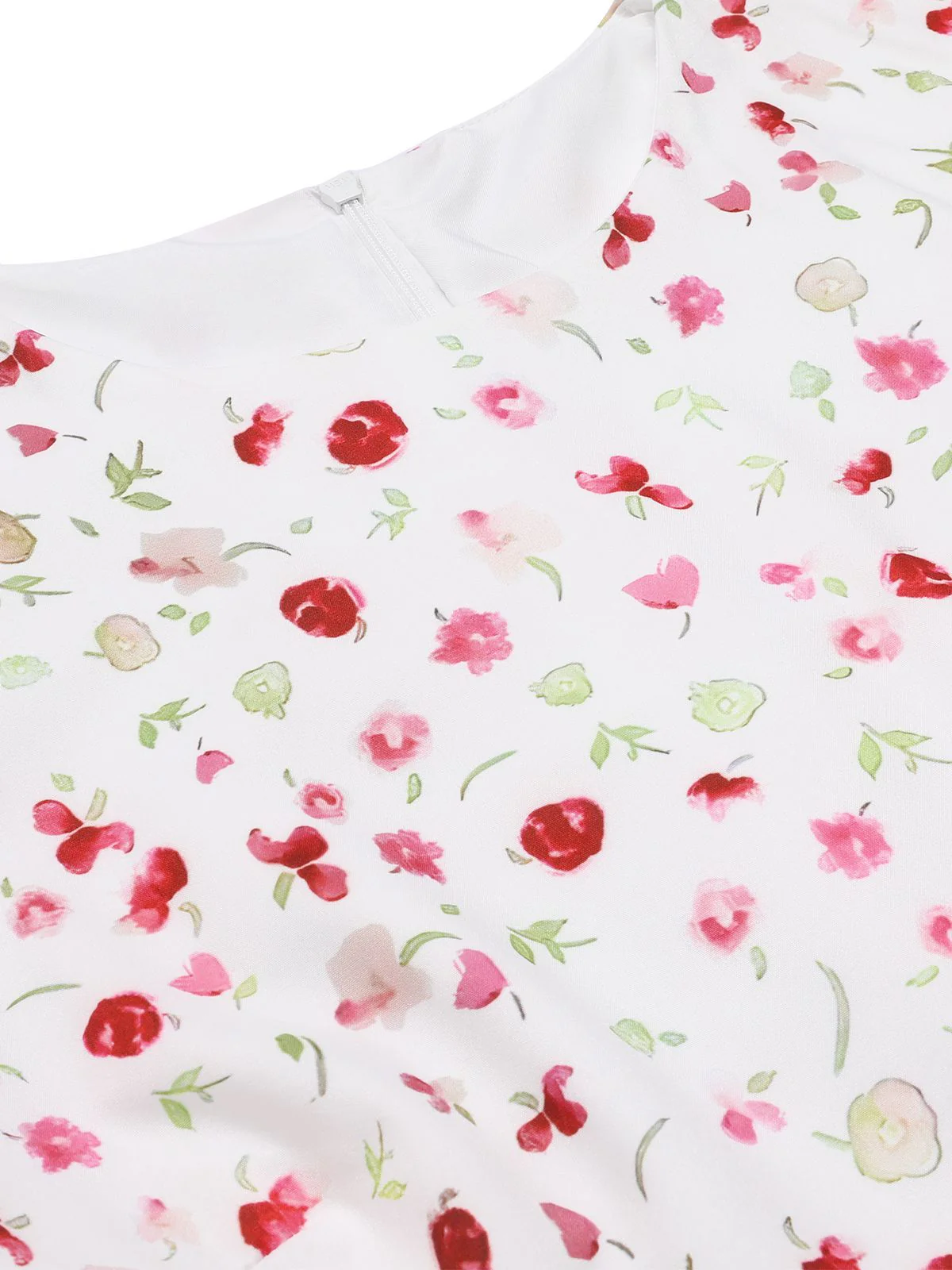 Weiß 1930er Blumenmuster Puffärmel Fischschwanz Kleid - Image 6