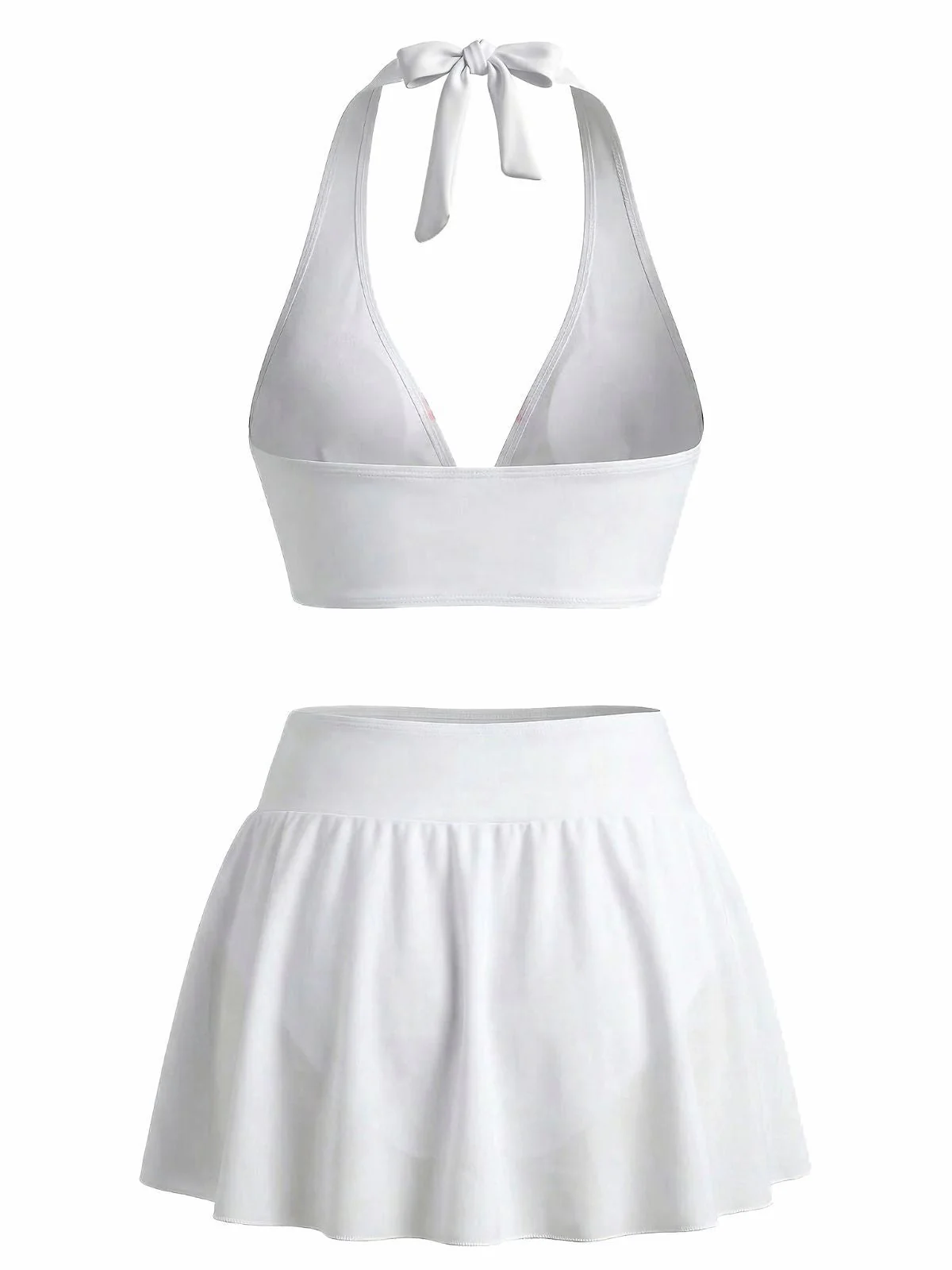 Weiß 1930er Lilien Blumen Halter Wickel Netz Rock Bikini Set - Image 3