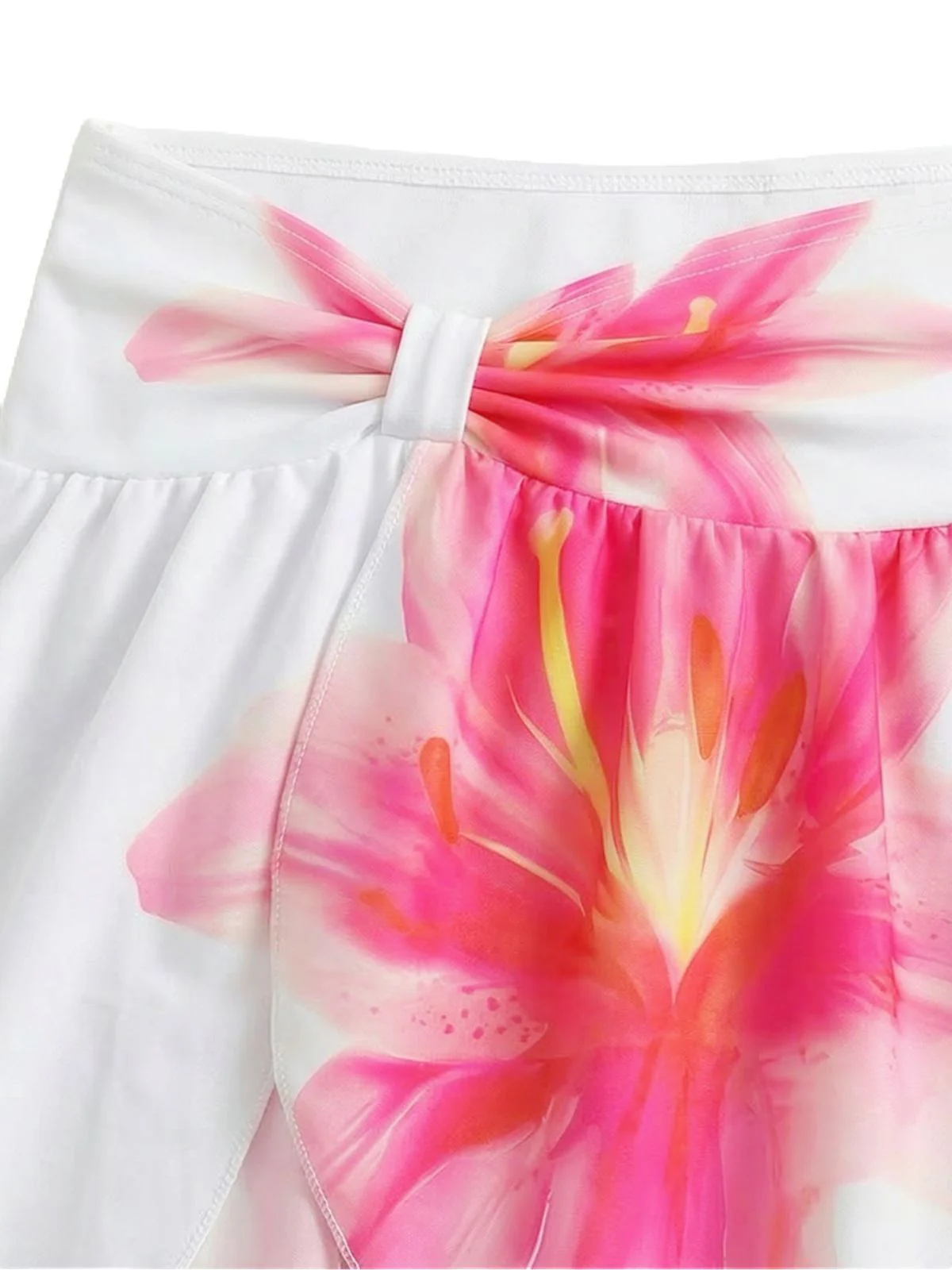 Weiß 1930er Lilien Blumen Halter Wickel Netz Rock Bikini Set - Image 5