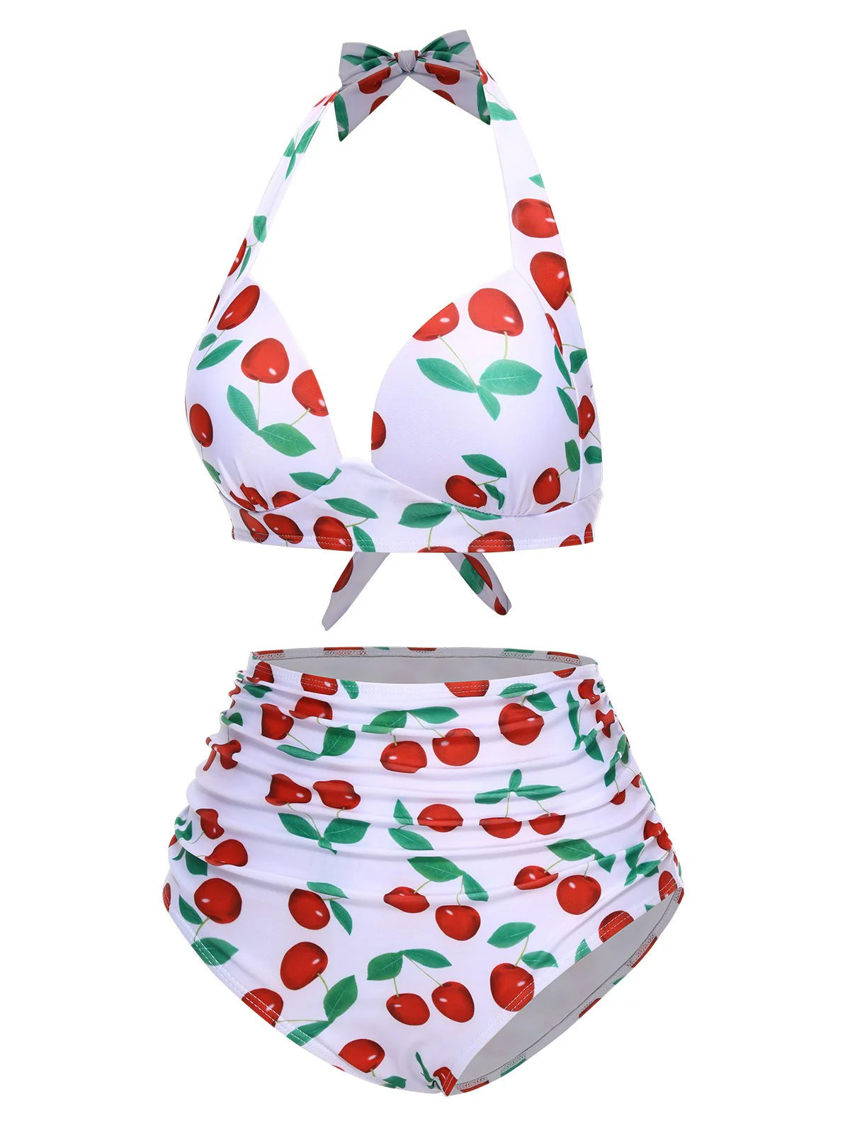 1930er Rot Kirsche Gerüschtes Halter Bikini Set - Image 5
