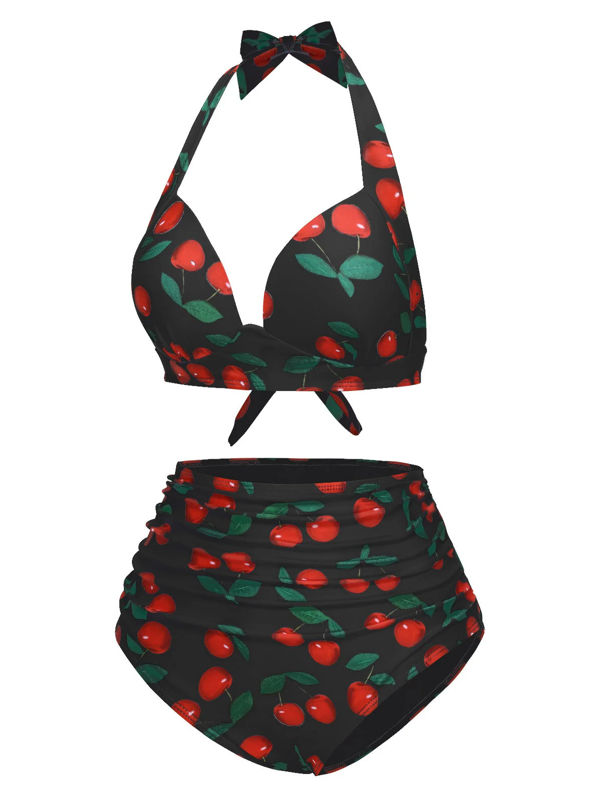 1930er Rot Kirsche Gerüschtes Halter Bikini Set - Image 2