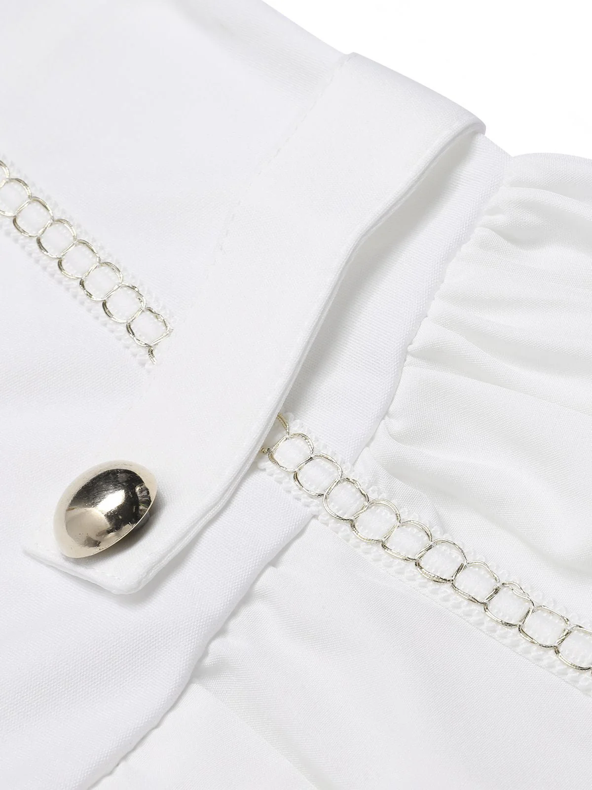 Weiß 1930er Solide Kette Verschönert Halter Jumpsuit - Image 5