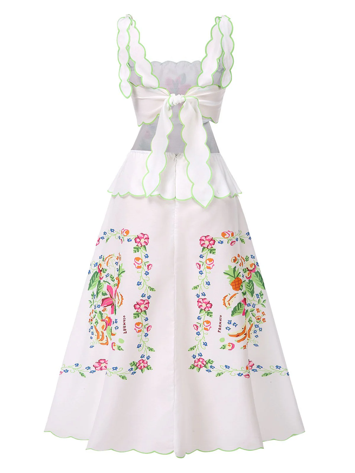 Weiß 1940er Blumen Drucken Zurückbinden Kleid - Image 2