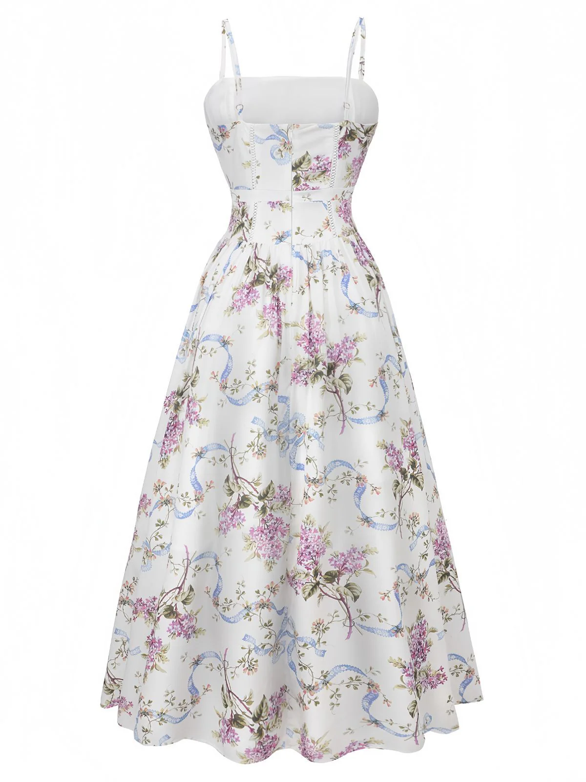 Weiß 1940er Blumen Korsett Tee Slip Kleid - Image 3