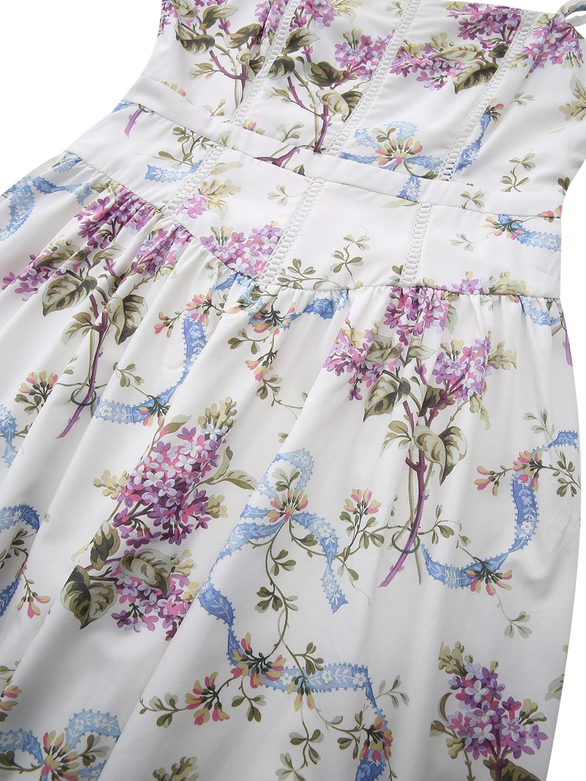 Weiß 1940er Blumen Korsett Tee Slip Kleid - Image 5