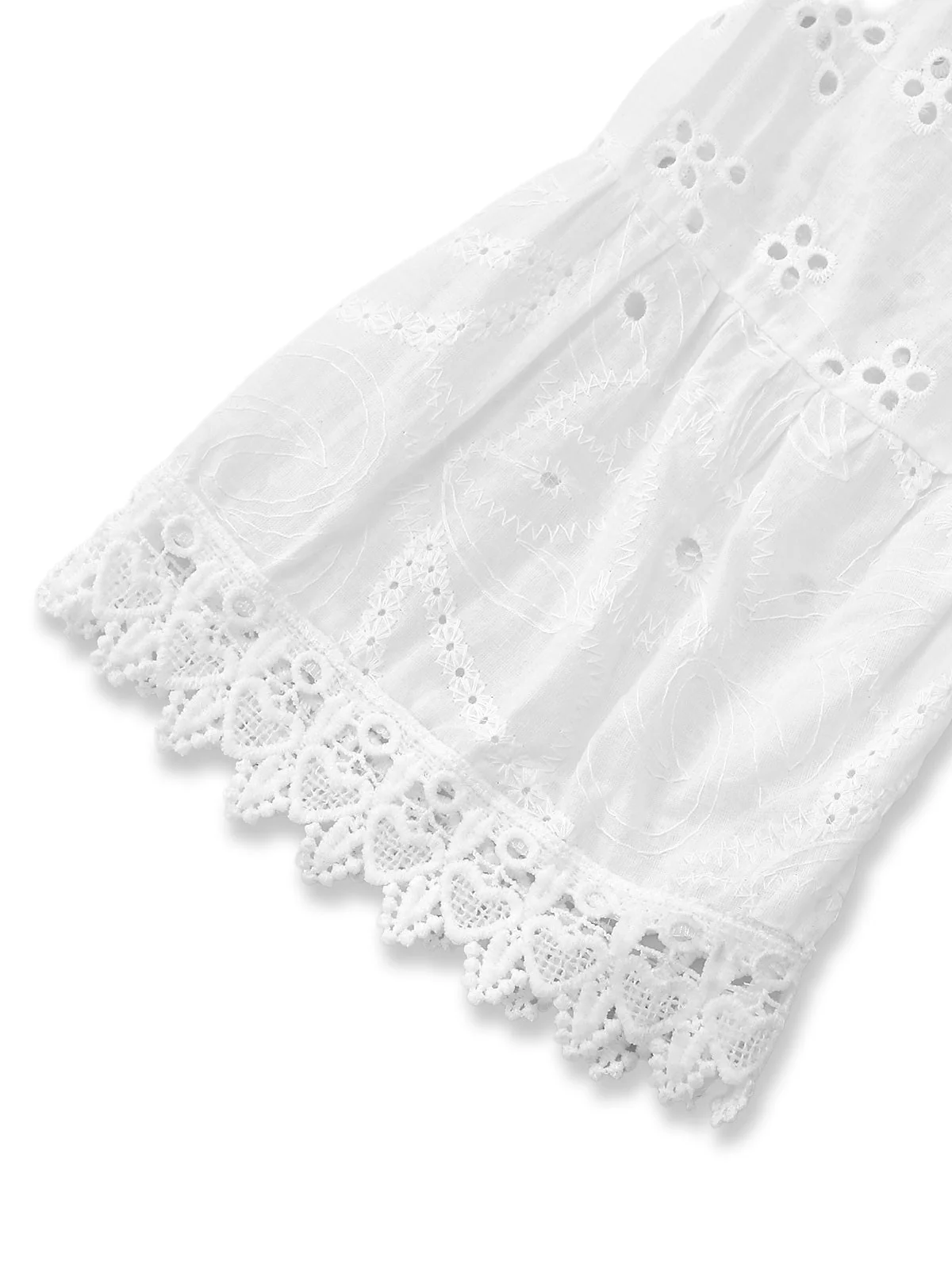 Weiß 1940er Durchbruch Quasten Bestickt Überwurf Kleid - Image 5