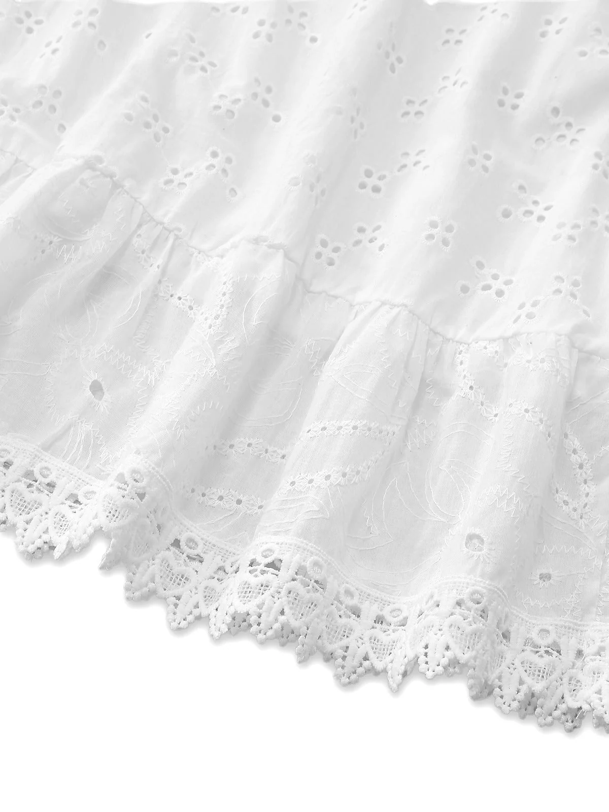 Weiß 1940er Durchbruch Quasten Bestickt Überwurf Kleid - Image 6