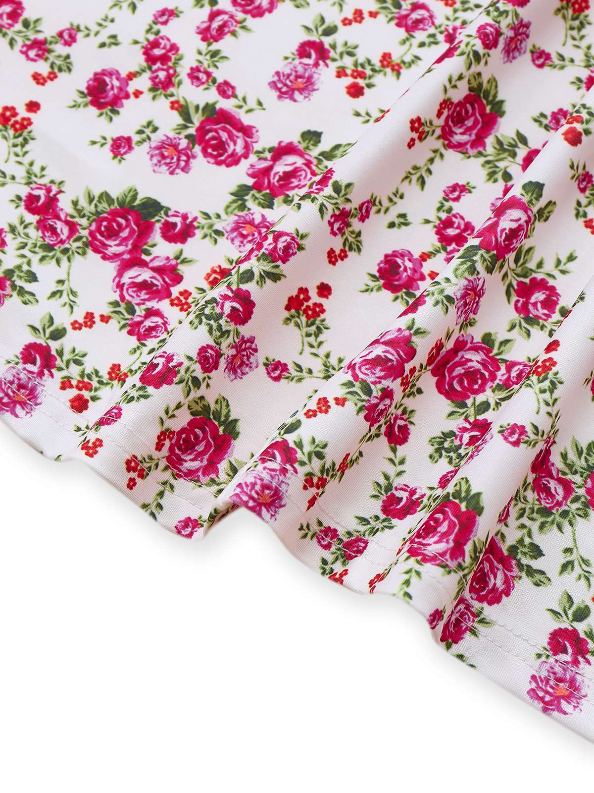 Weiß 1940er Kleine Blumen Rose Schlitz Slip Kleid - Image 4
