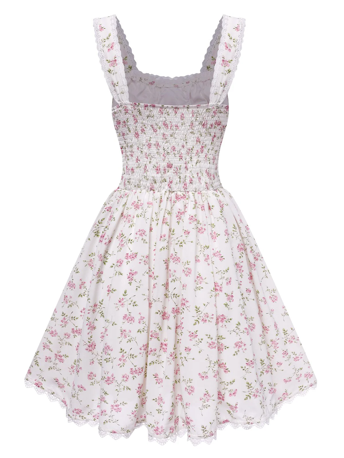 Weiß 1940er Spitze Blumen Kleid - Image 3