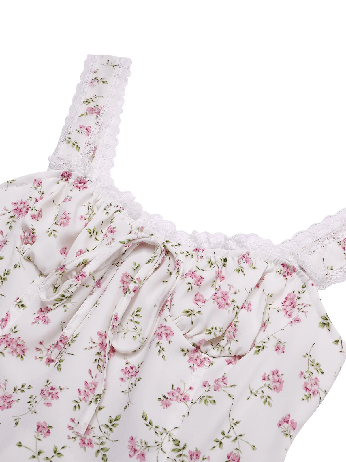 Weiß 1940er Spitze Blumen Kleid - Image 4