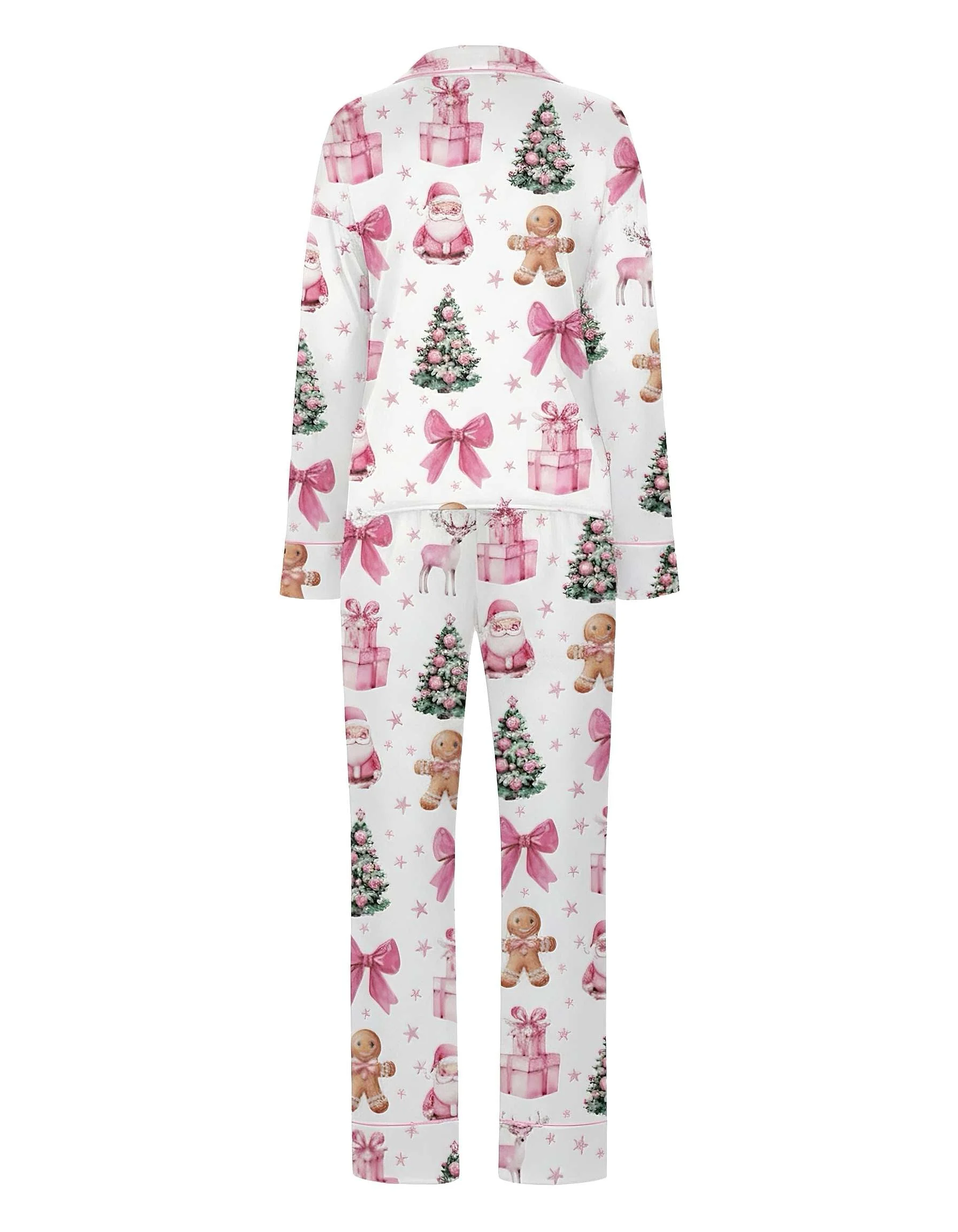 Weiß 1940er Weihnachten Candy Canes Pyjama Set - Image 2