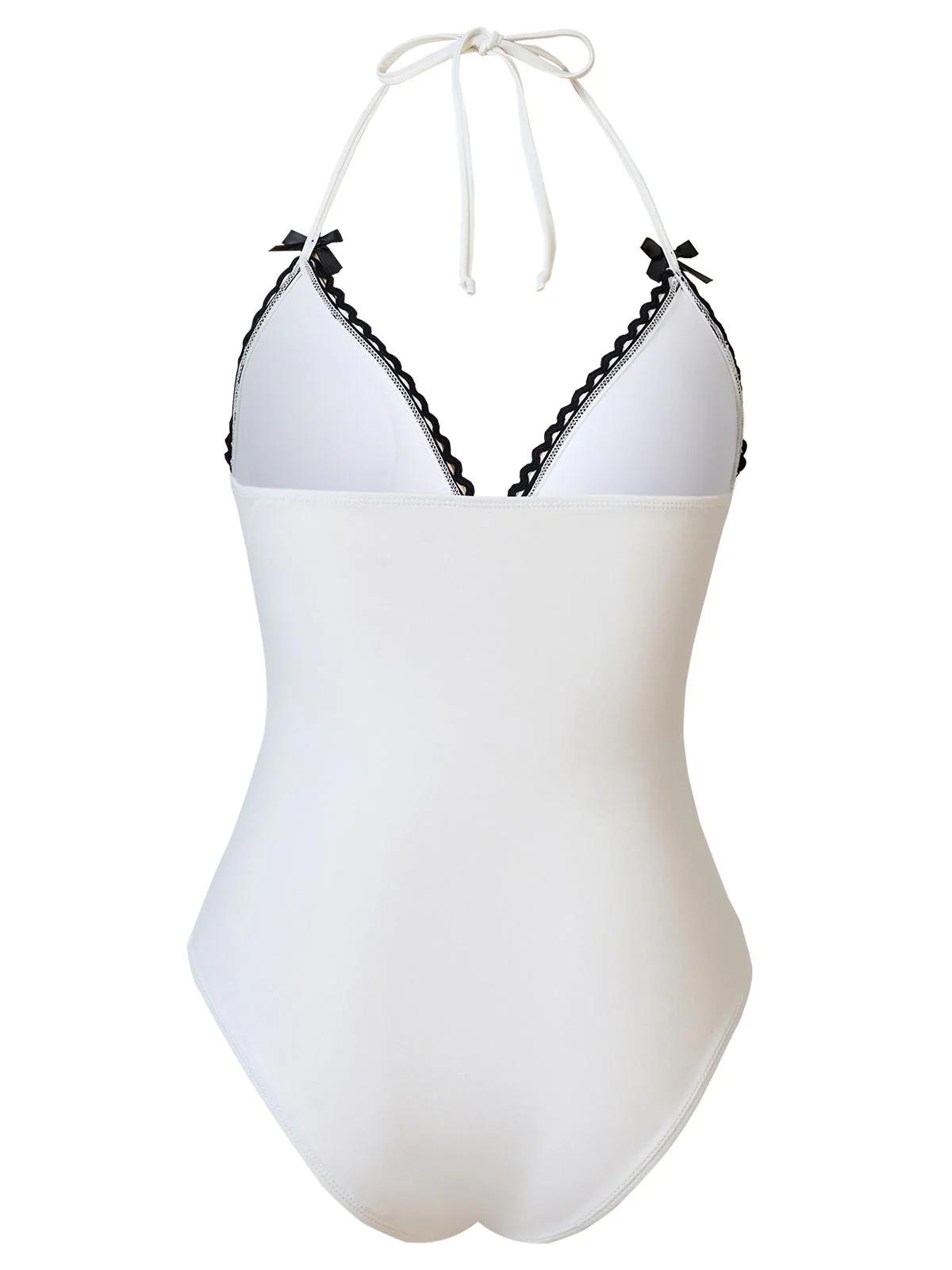 Weiß 1950er Bogen Schnürung Halter Badeanzug - Image 2