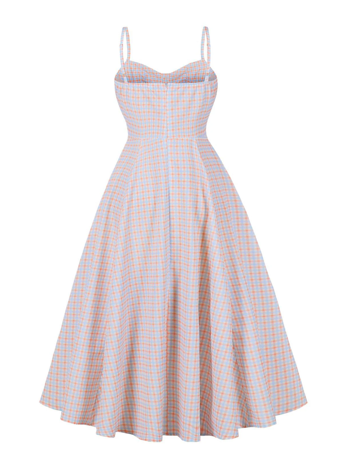 Weiß 1950er Gingham Plaid Spaghetti Träger Kleid - Image 2