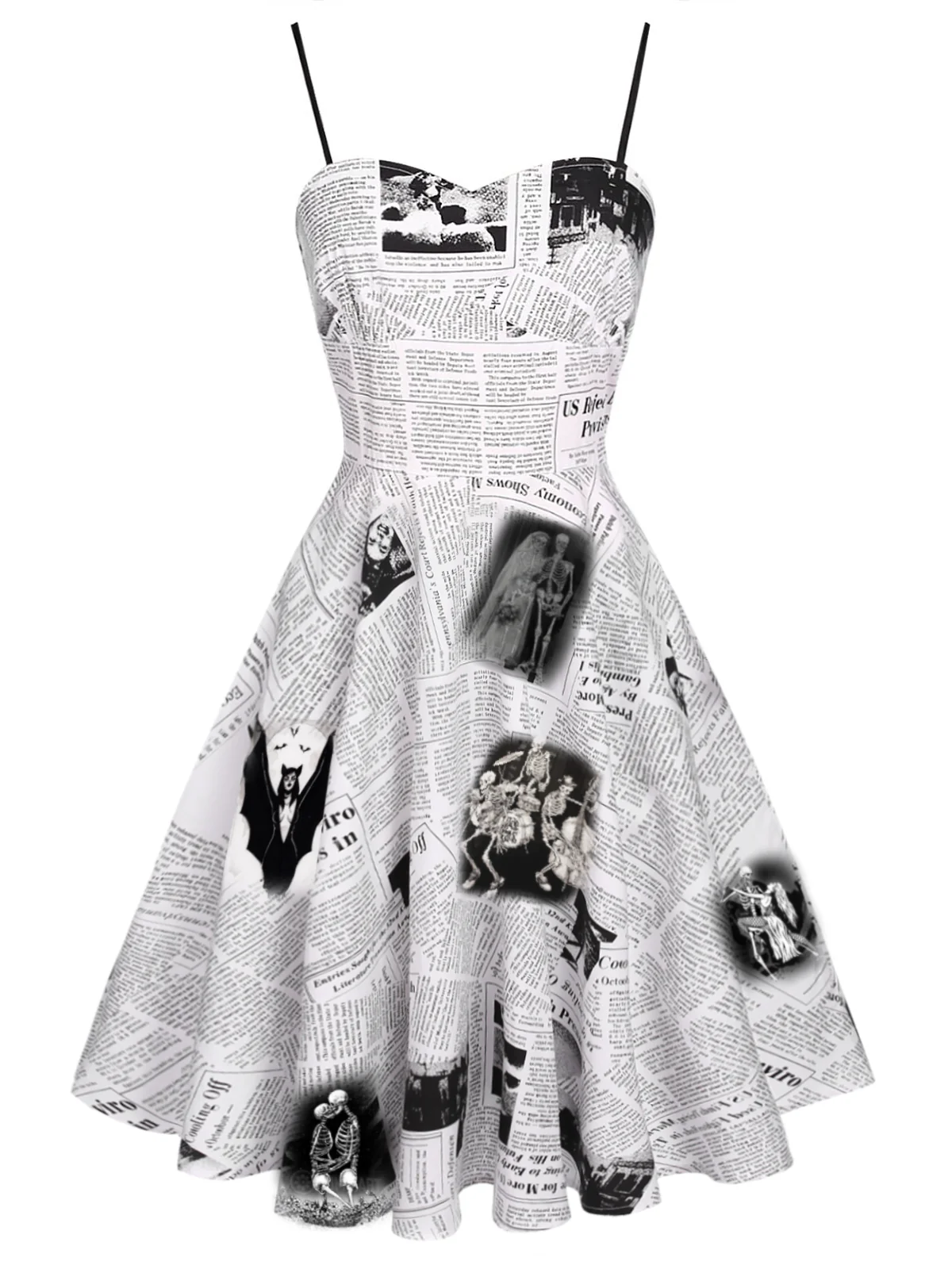 Weiß 1950er Halloween Fledermaus Kap Swing Kleid - Image 3