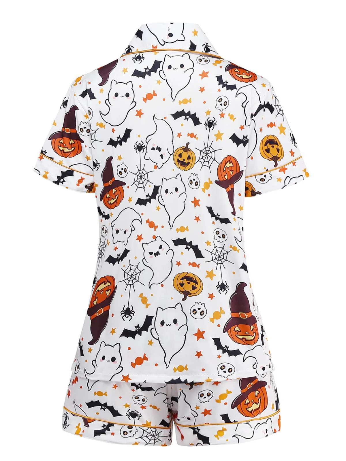 Weiß 1950er Halloween Kerbkragen Pyjama Set - Image 2