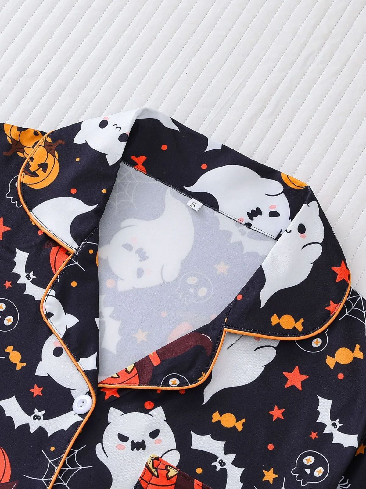 Weiß 1950er Halloween Kerbkragen Pyjama Set - Image 8