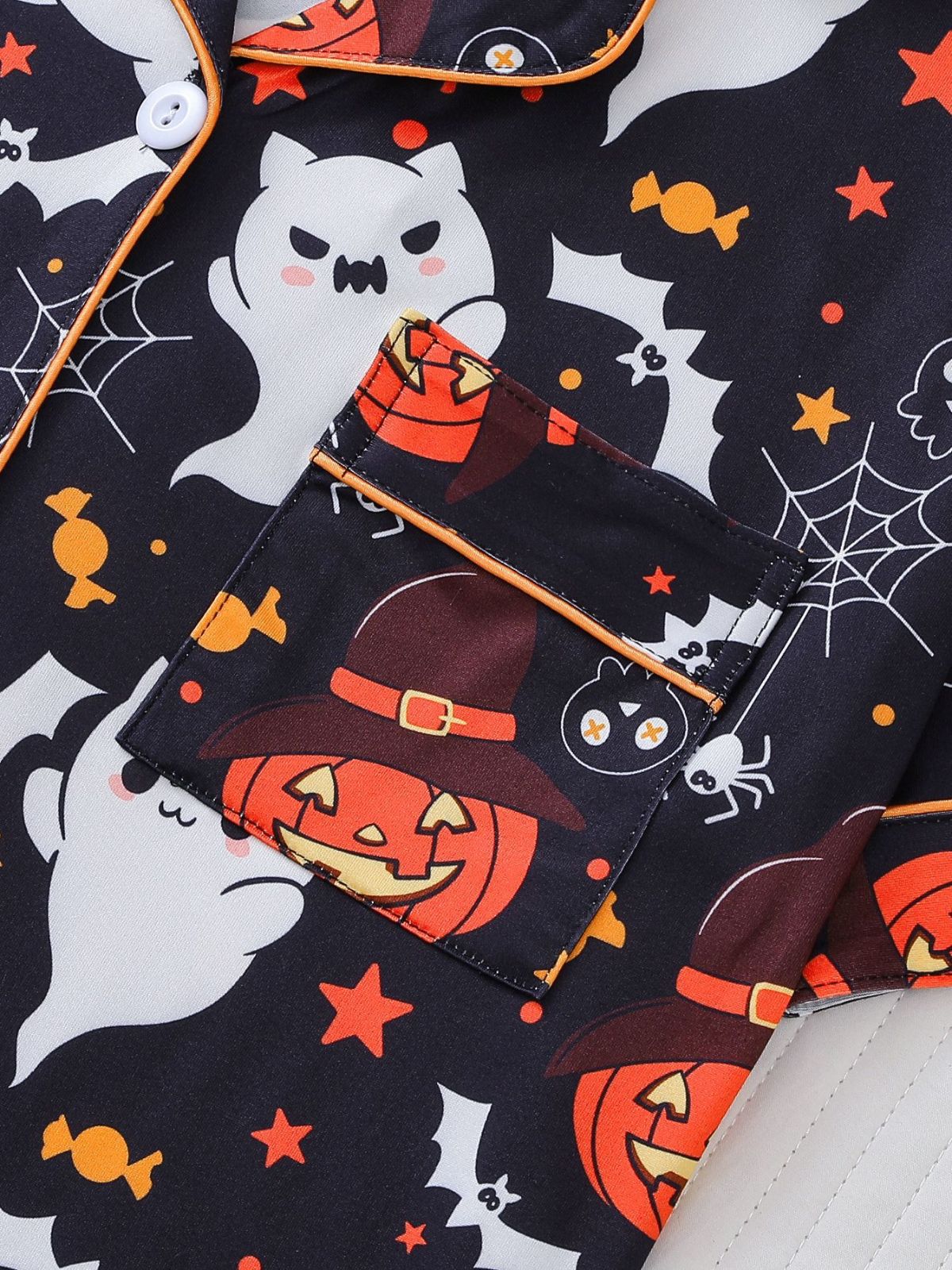Weiß 1950er Halloween Kerbkragen Pyjama Set - Image 9