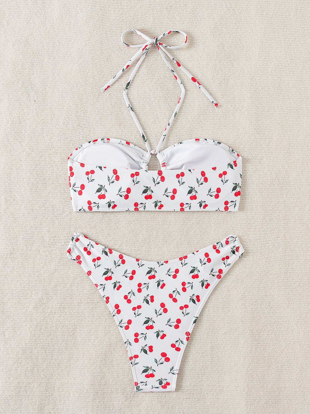 Weiß 1950er Halter Kirsche Bikini Set - Image 4