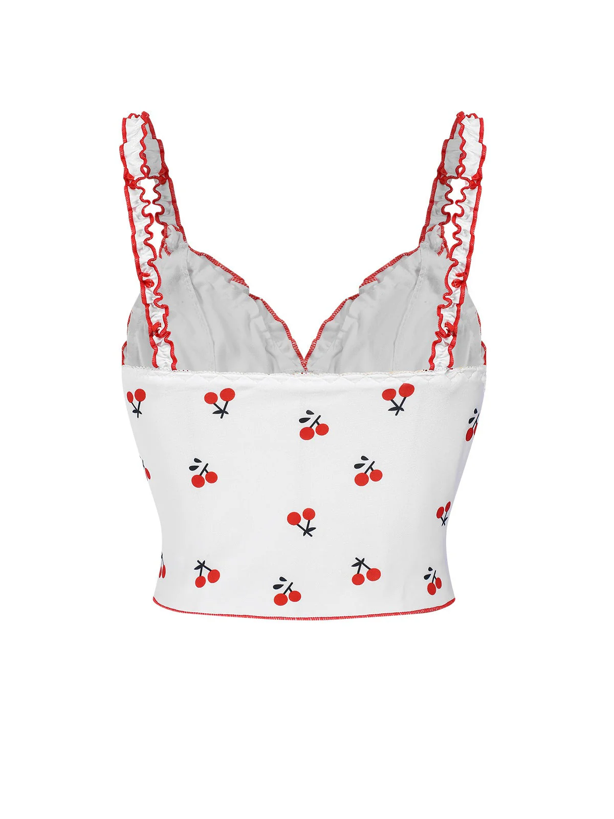 Weiß 1950er Kirsche Navel Träger Pyjama - Image 4