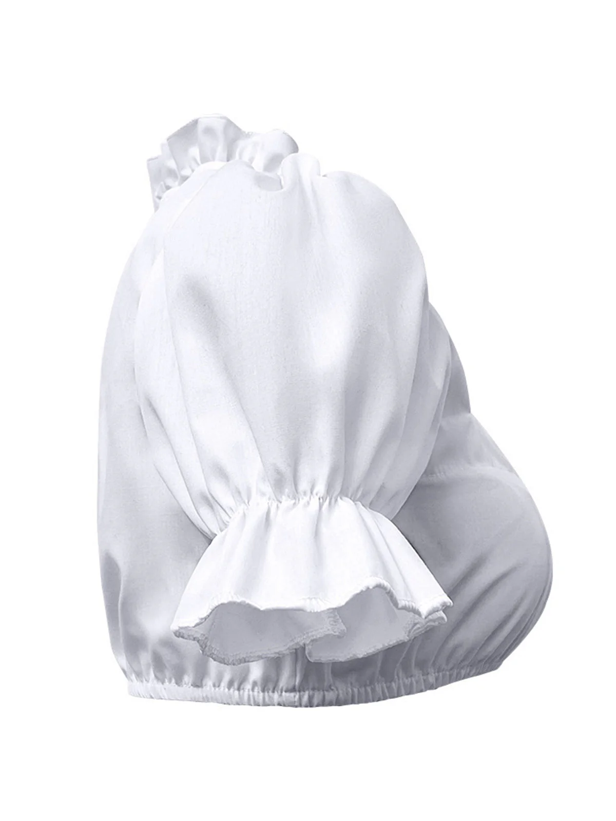 Weiß 1950er Solide Oktoberfest Herzförmiger Hals Puffärmel Crop Top - Image 3