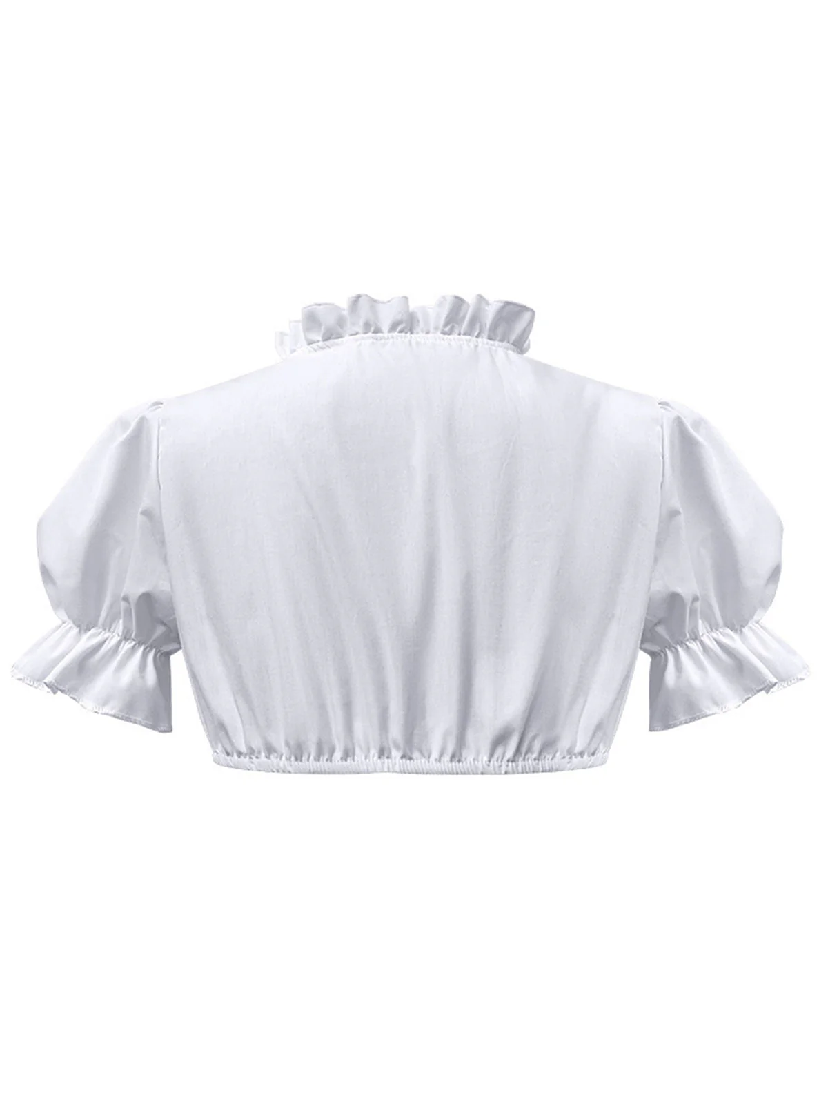 Weiß 1950er Solide Oktoberfest Herzförmiger Hals Puffärmel Crop Top - Image 4