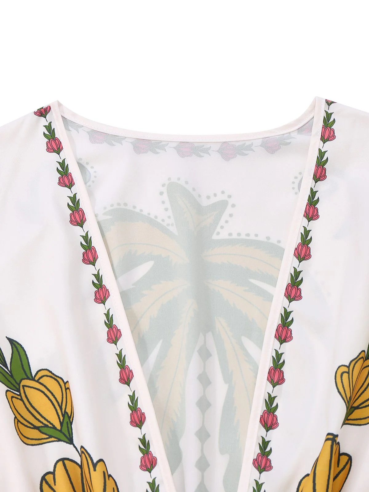 Weiß 1950er Tief V-Ausschnitt Blumen Gürtel Jumpsuit - Image 3