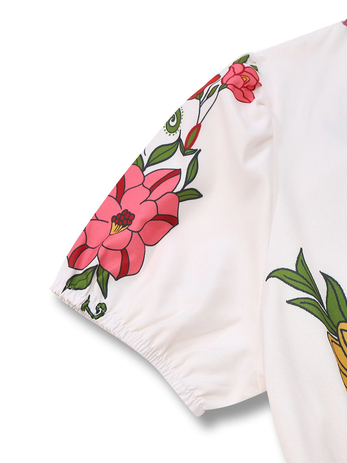 Weiß 1950er Tief V-Ausschnitt Blumen Gürtel Jumpsuit - Image 4
