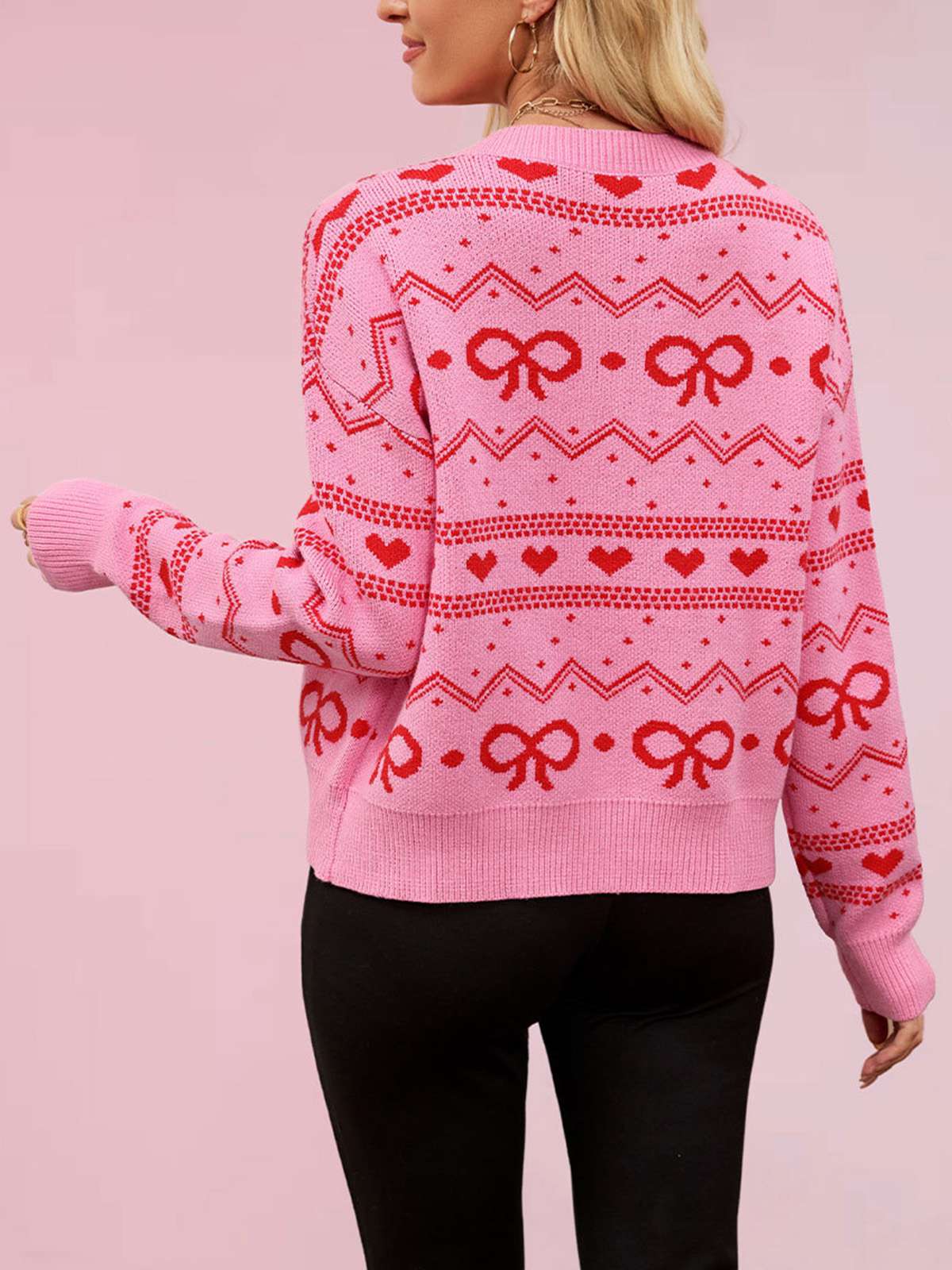 Weiß 1950er Valentinstag Herz Strickjacke - Image 8