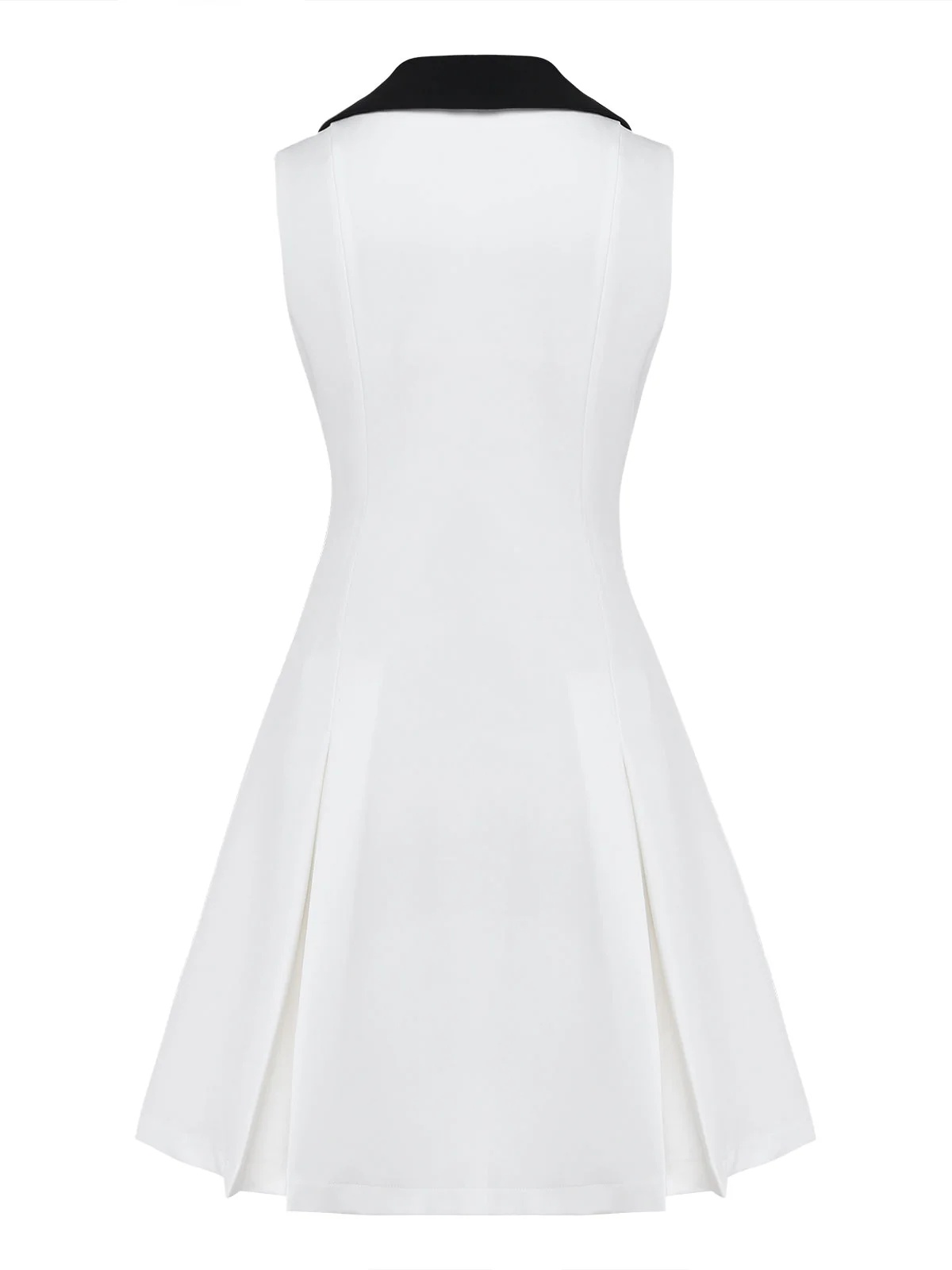 Weiß 1960er Chelsea-Kragen Ärmellos Farbblock Mini Kleid - Image 3