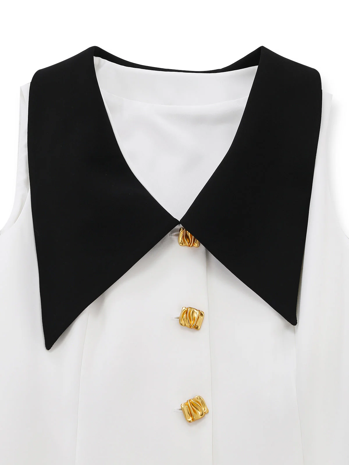Weiß 1960er Chelsea-Kragen Ärmellos Farbblock Mini Kleid - Image 4