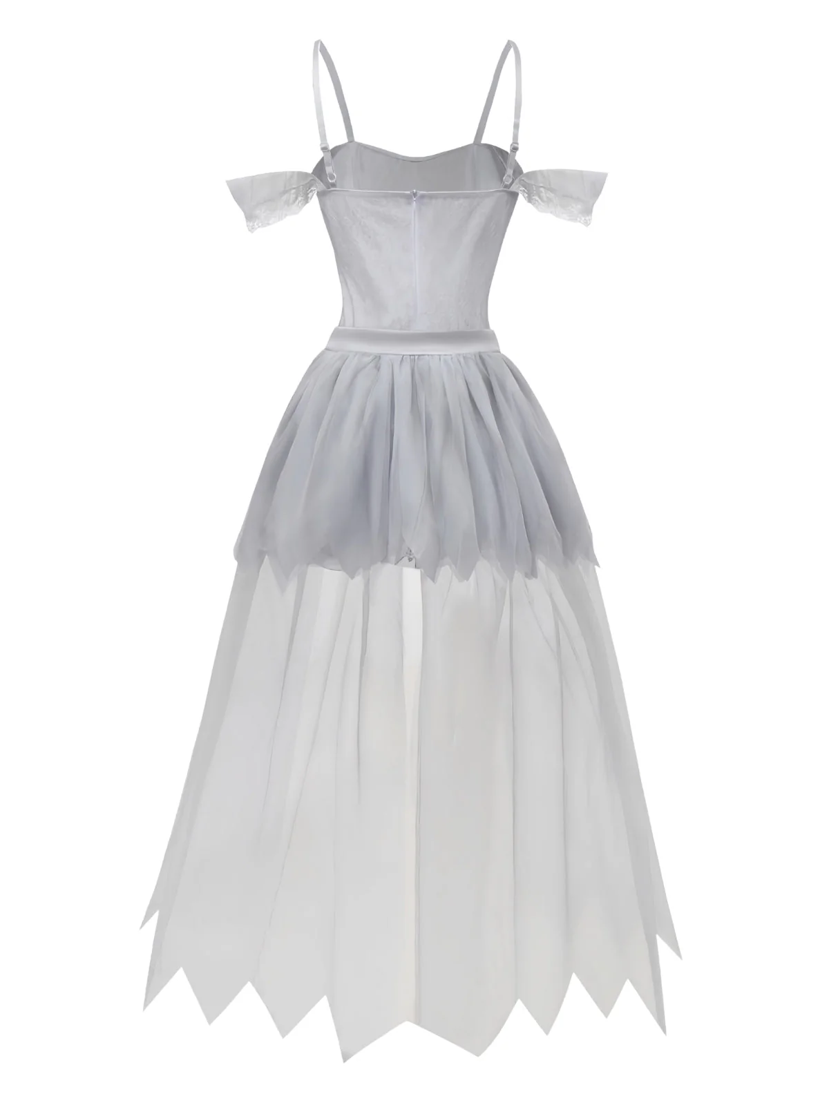 Weiß 1960er Halloween Zombie Braut Spitze Netz Kleid - Image 2