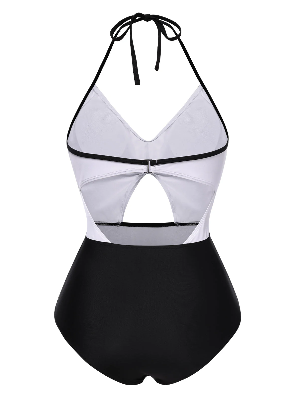 Weiß 1960er Halter Frontausschnitt Einteiliger Badeanzug - Image 3