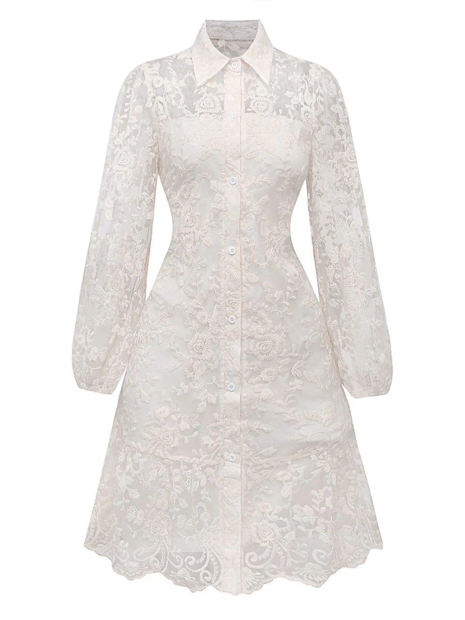Weiß 1960er Solide Rein Baumwolle Spitze Kleid - Image 2