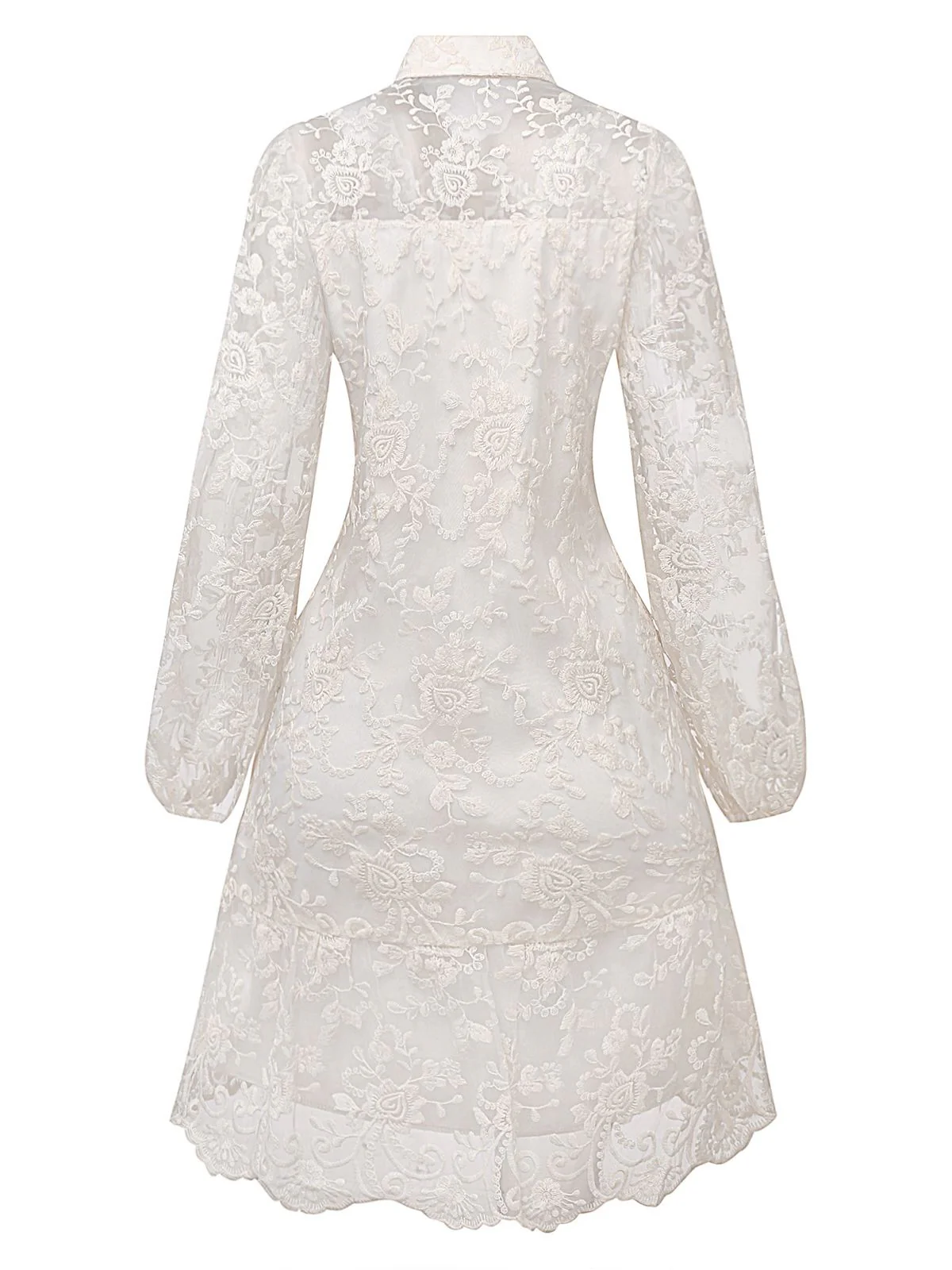 Weiß 1960er Solide Rein Baumwolle Spitze Kleid - Image 3