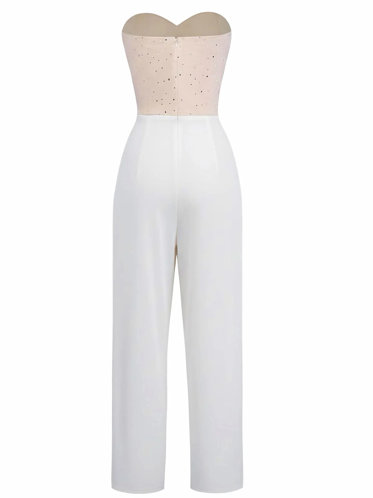 Weiß 1960er Trägerlos Besticktes Korsett Jumpsuit - Image 3