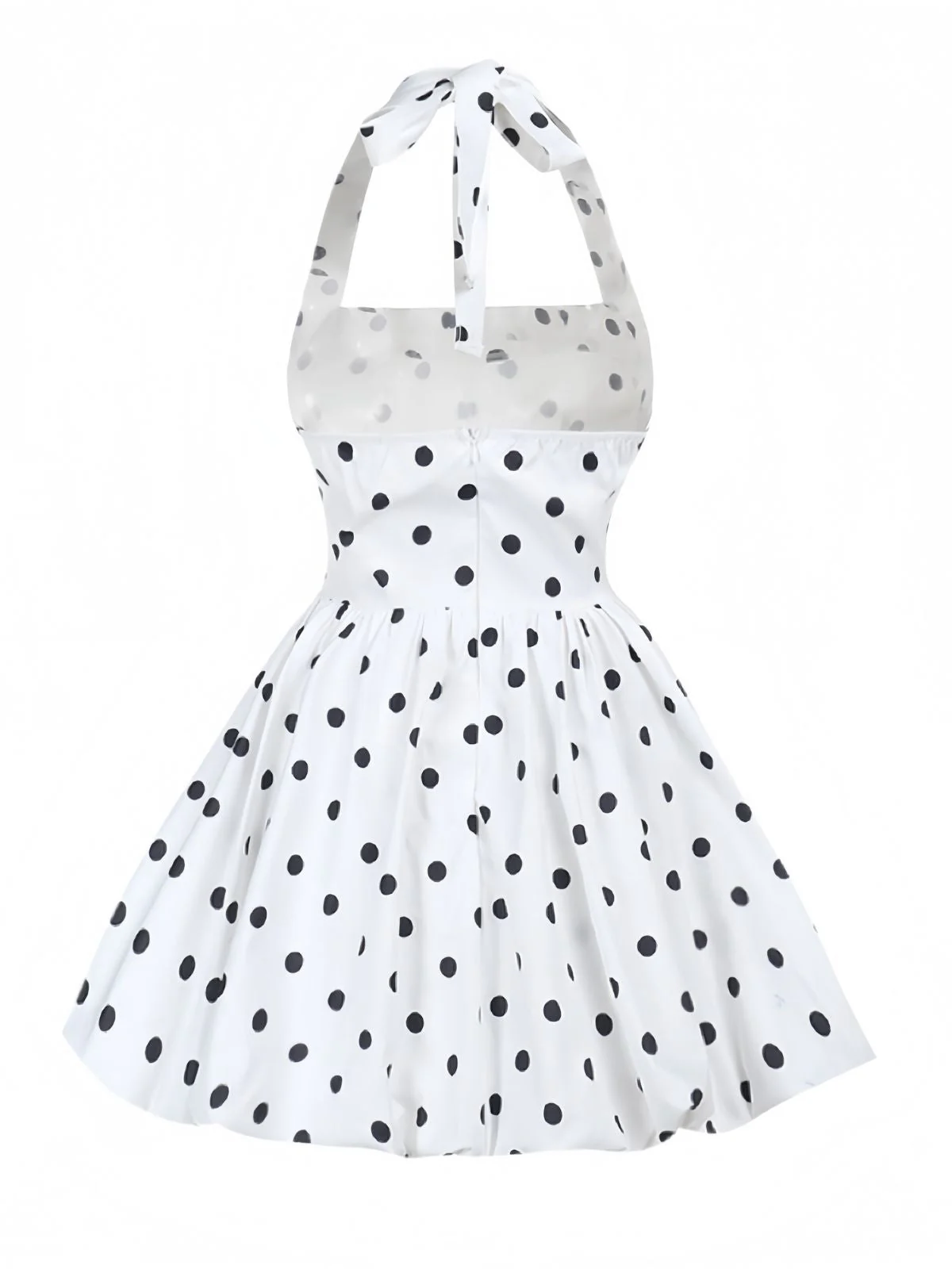 Weiß 1960er Tupfen Halfter Tutu Kleid - Image 6