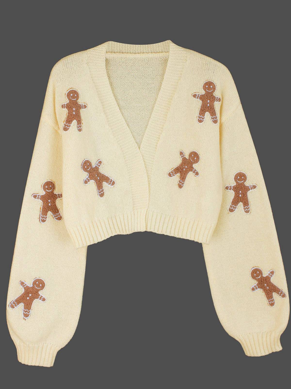 Braun 1960er Weihnachten Lebkuchenmann Kurz Cardigan - Image 10