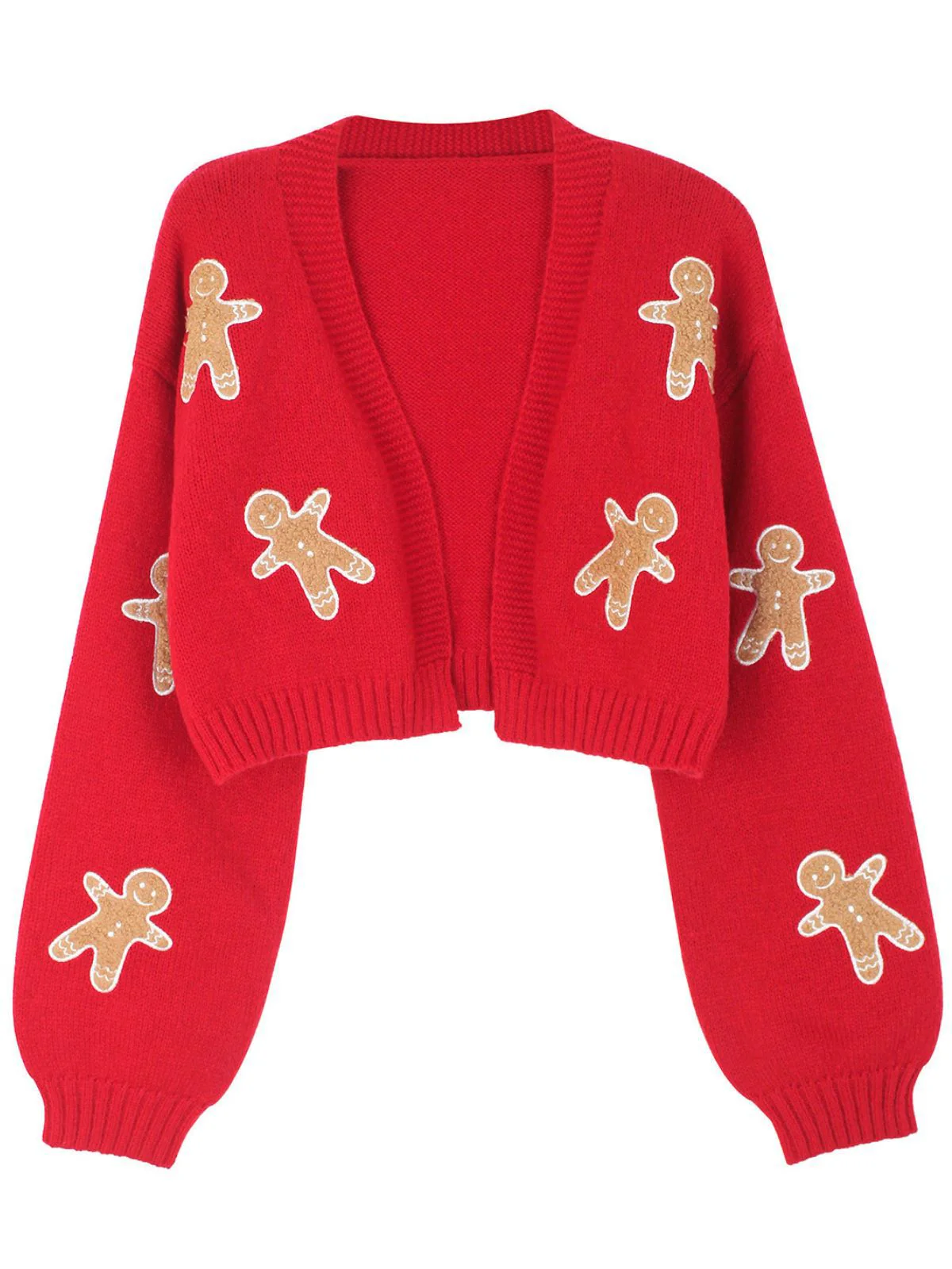 Braun 1960er Weihnachten Lebkuchenmann Kurz Cardigan - Image 8