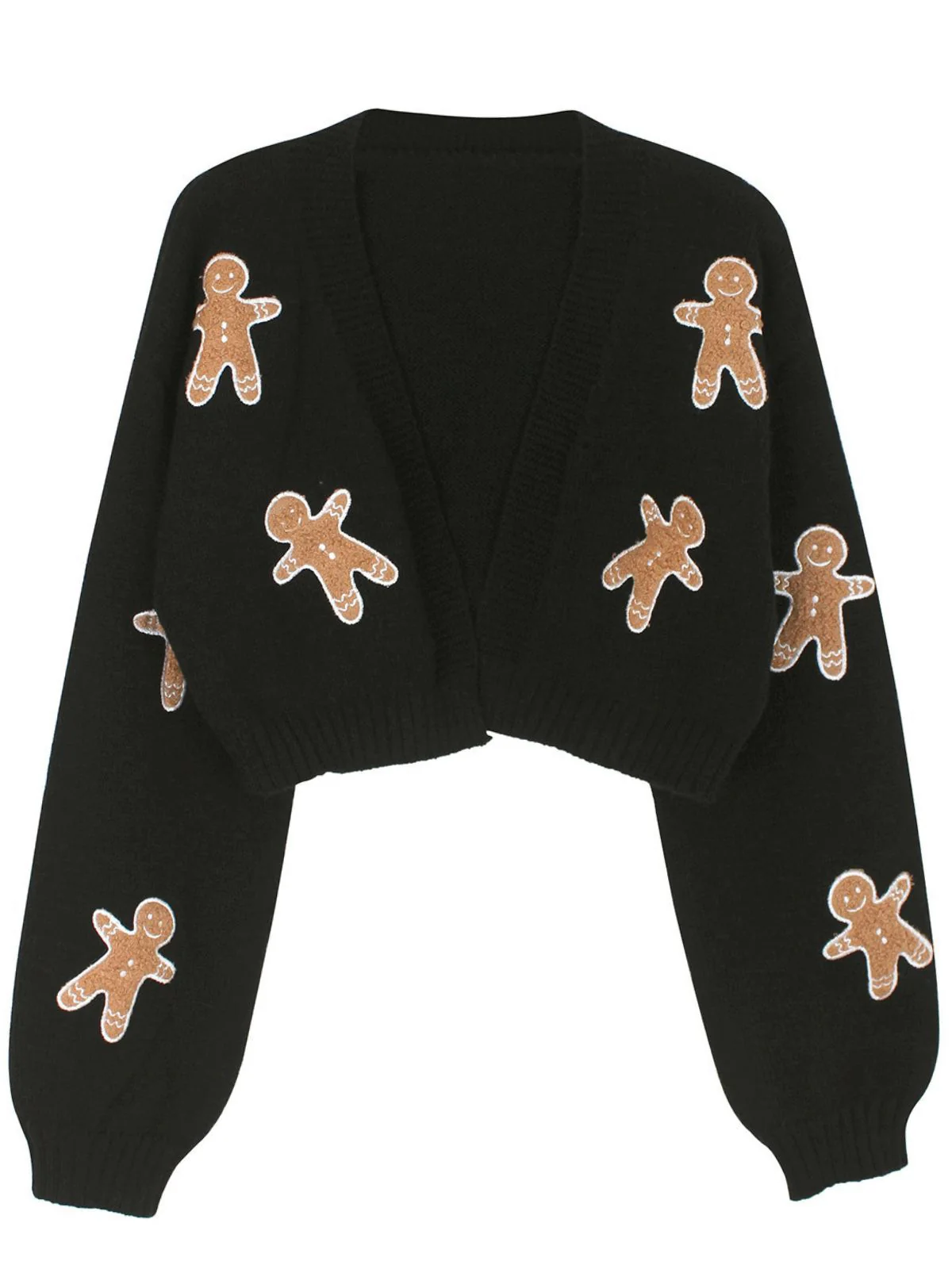 Braun 1960er Weihnachten Lebkuchenmann Kurz Cardigan - Image 5