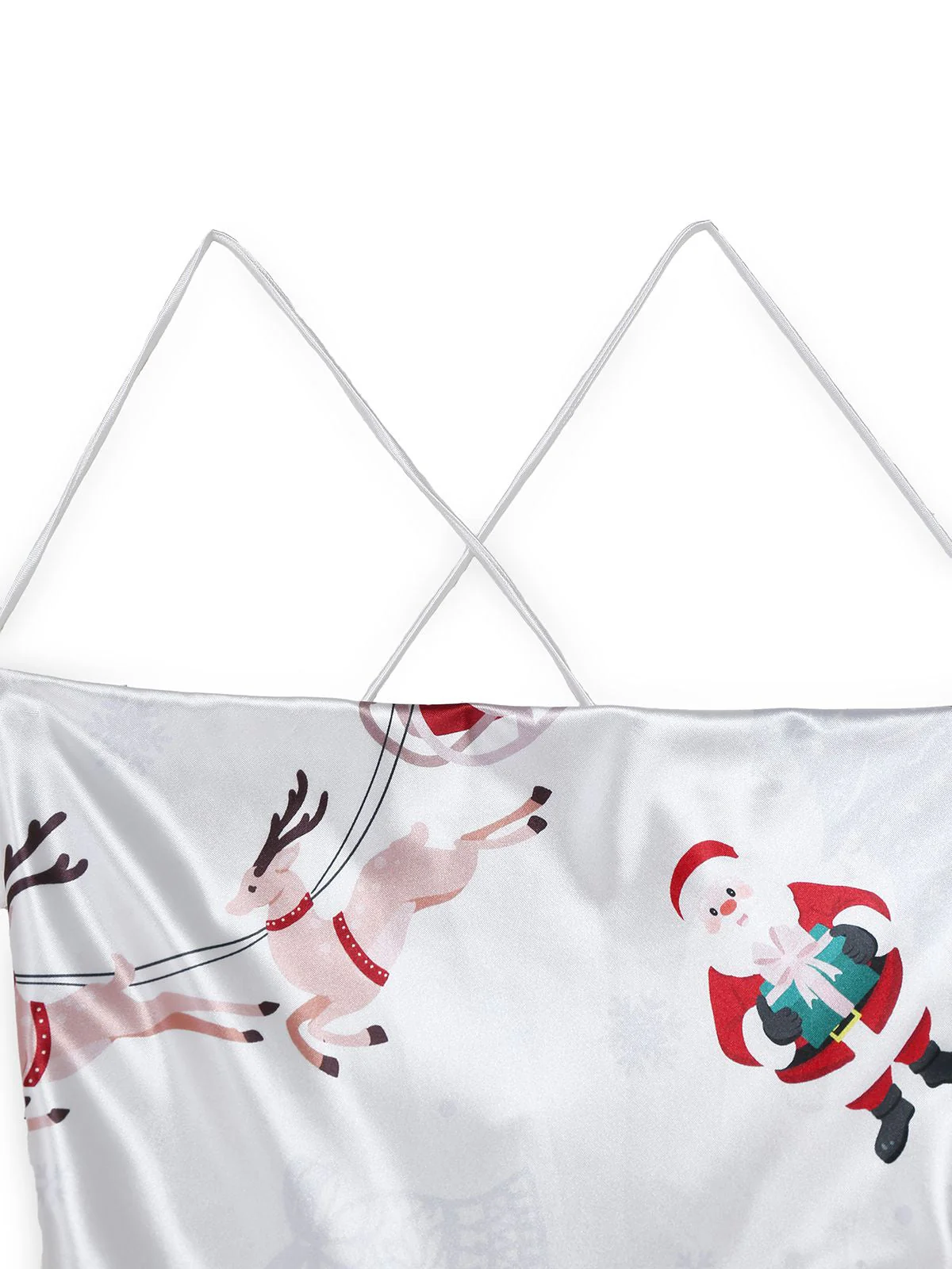 Weiß 1960er Weihnachten Stain Lagen Rückenfrei Träger Kleid - Image 4