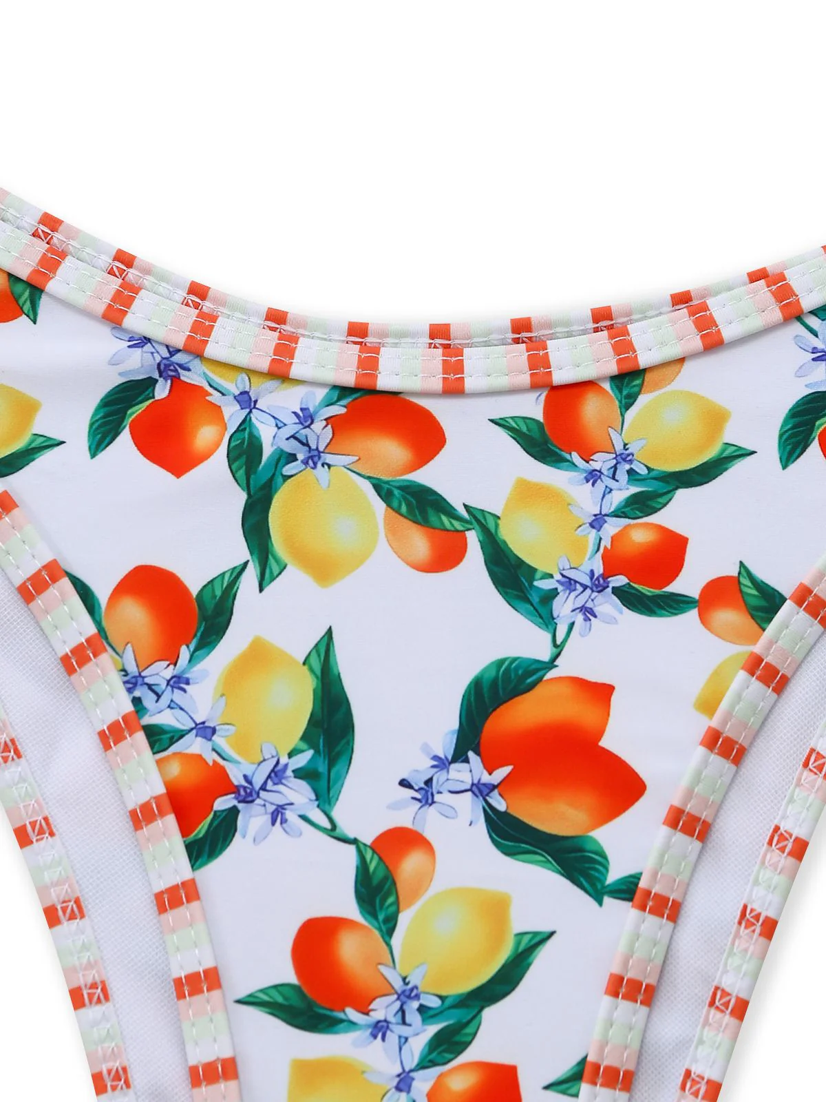 Weiß 1960er Zitrus Dreieck-Träger Bikini Set - Image 6
