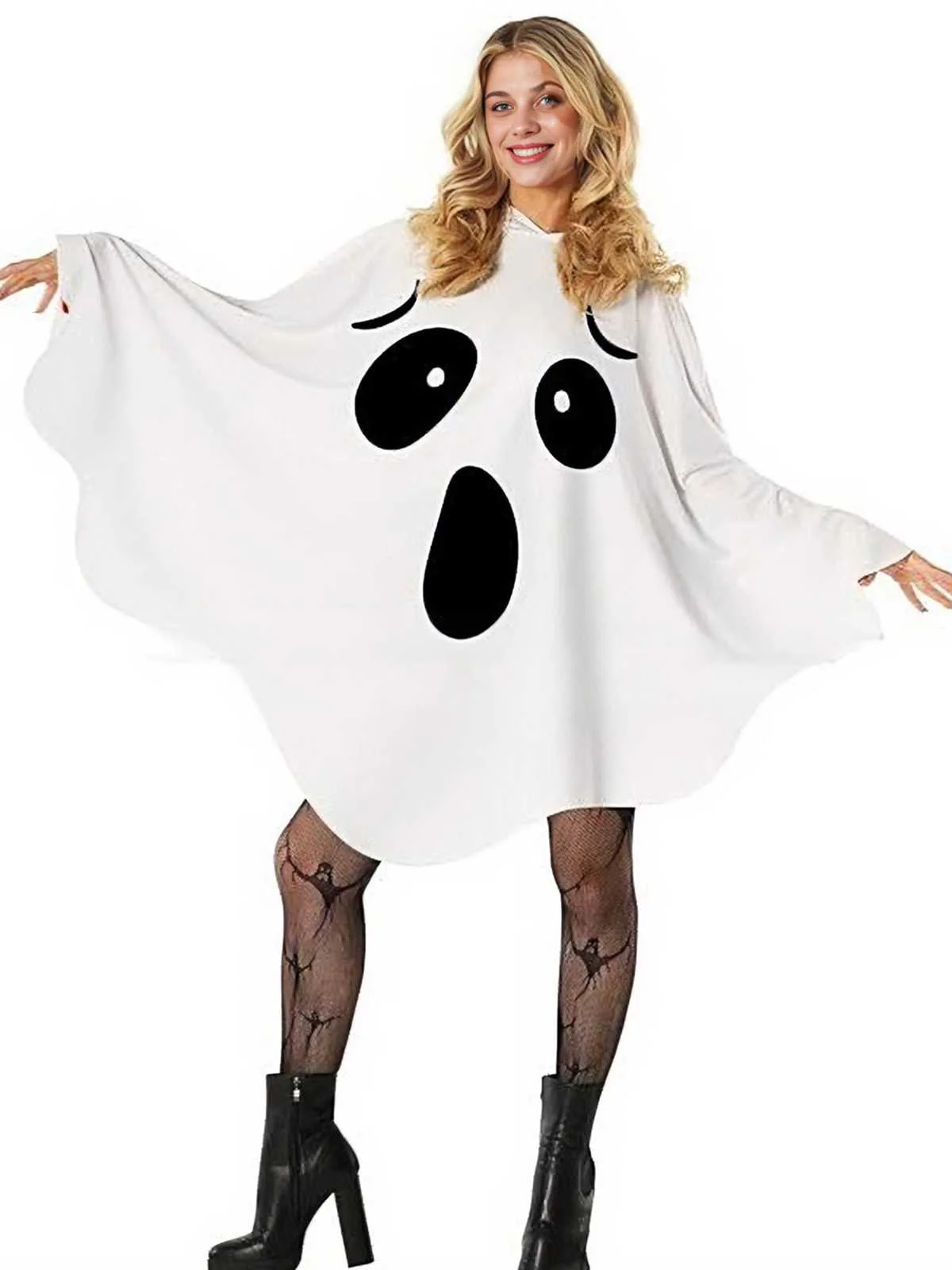 Weiß 1970er Halloween Geist Hooded Cape