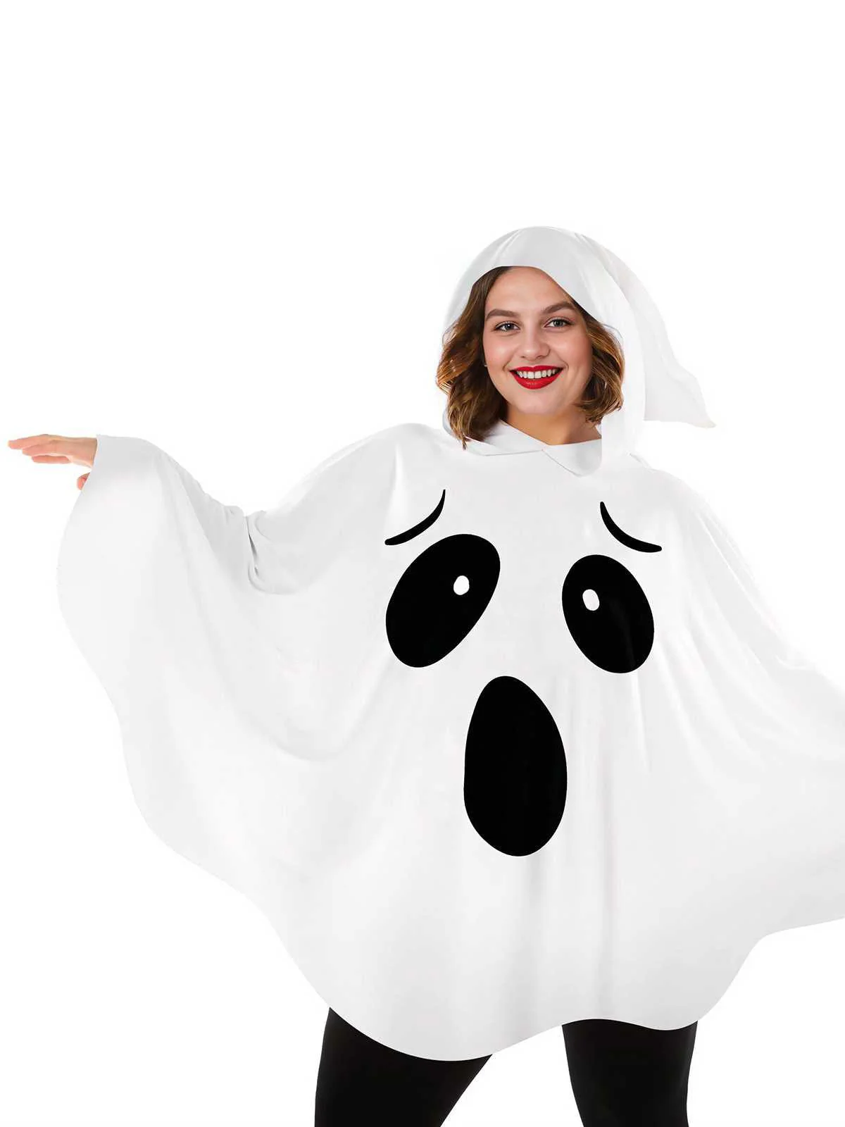 Weiß 1970er Halloween Geist Hooded Cape - Image 4