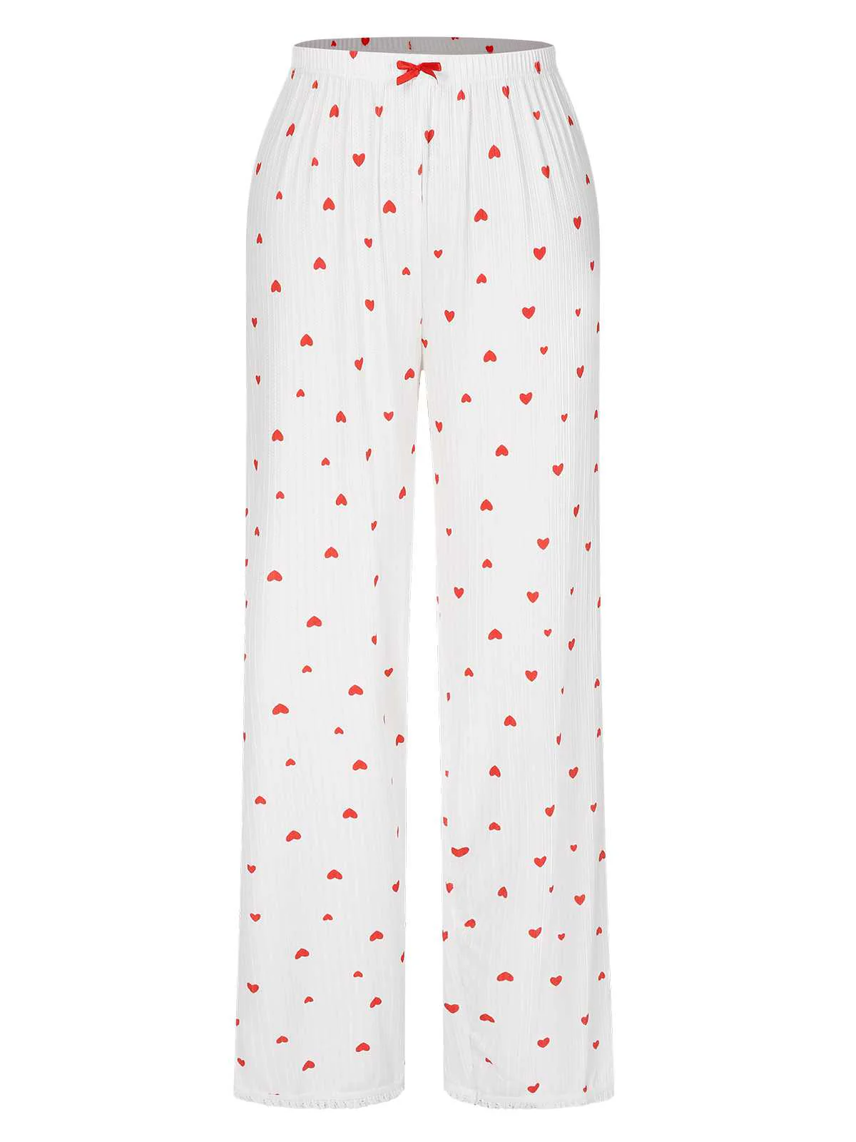 Weiß 1970er Herz Bogen Lange Ärmel Pyjama-Set - Image 5