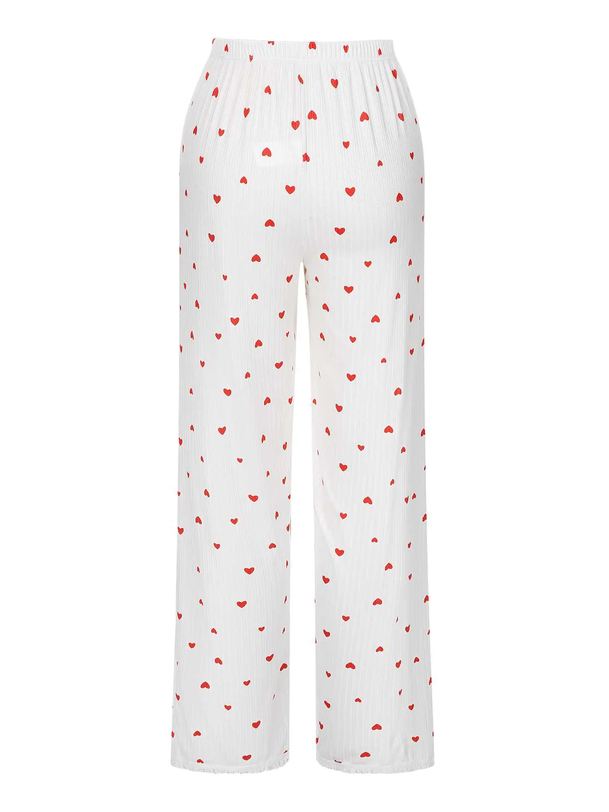 Weiß 1970er Herz Bogen Lange Ärmel Pyjama-Set - Image 6