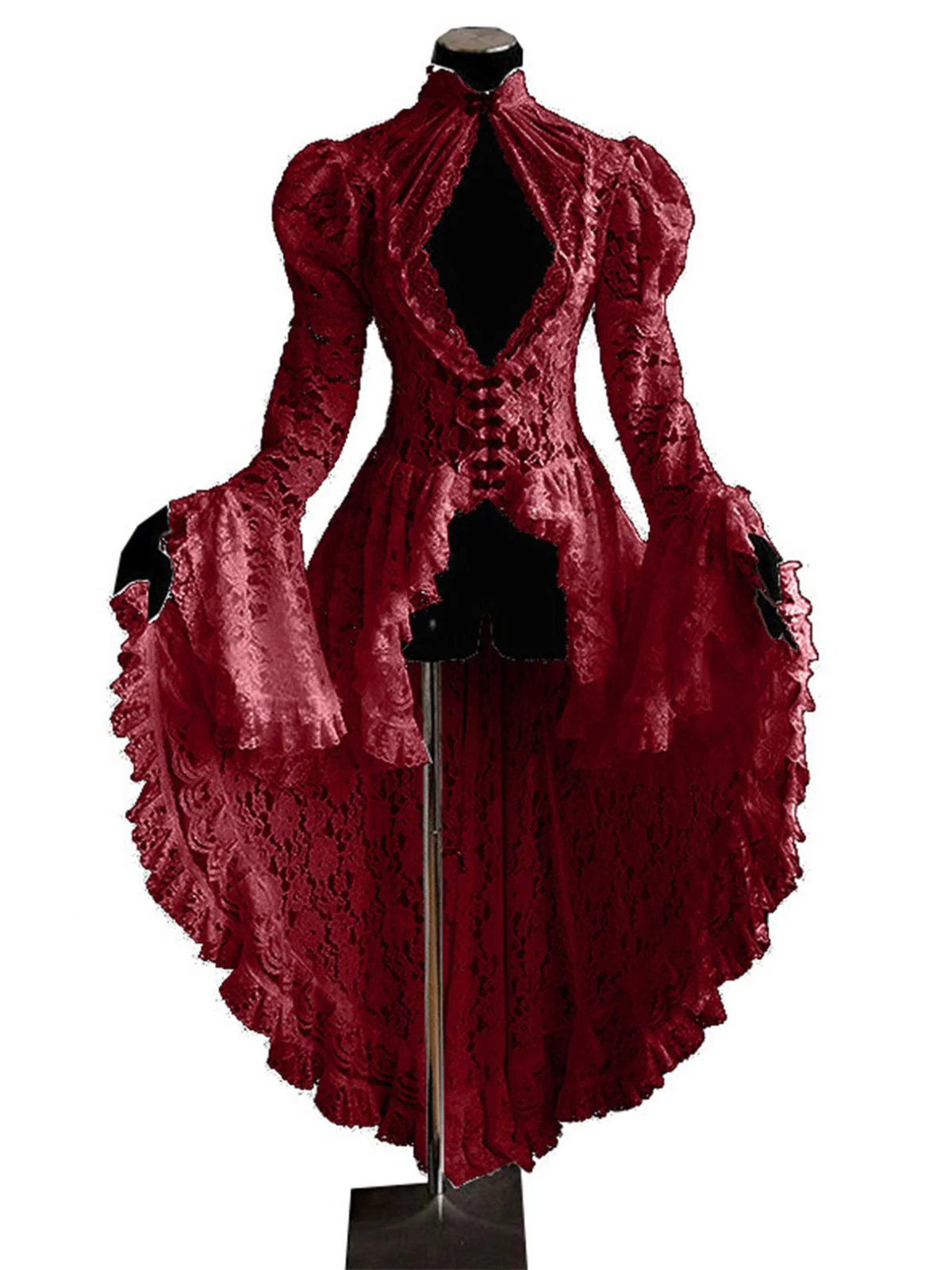 Weiß 1980er Gigot-Ärmel Viktorianisch Spitze Kleid - Image 11