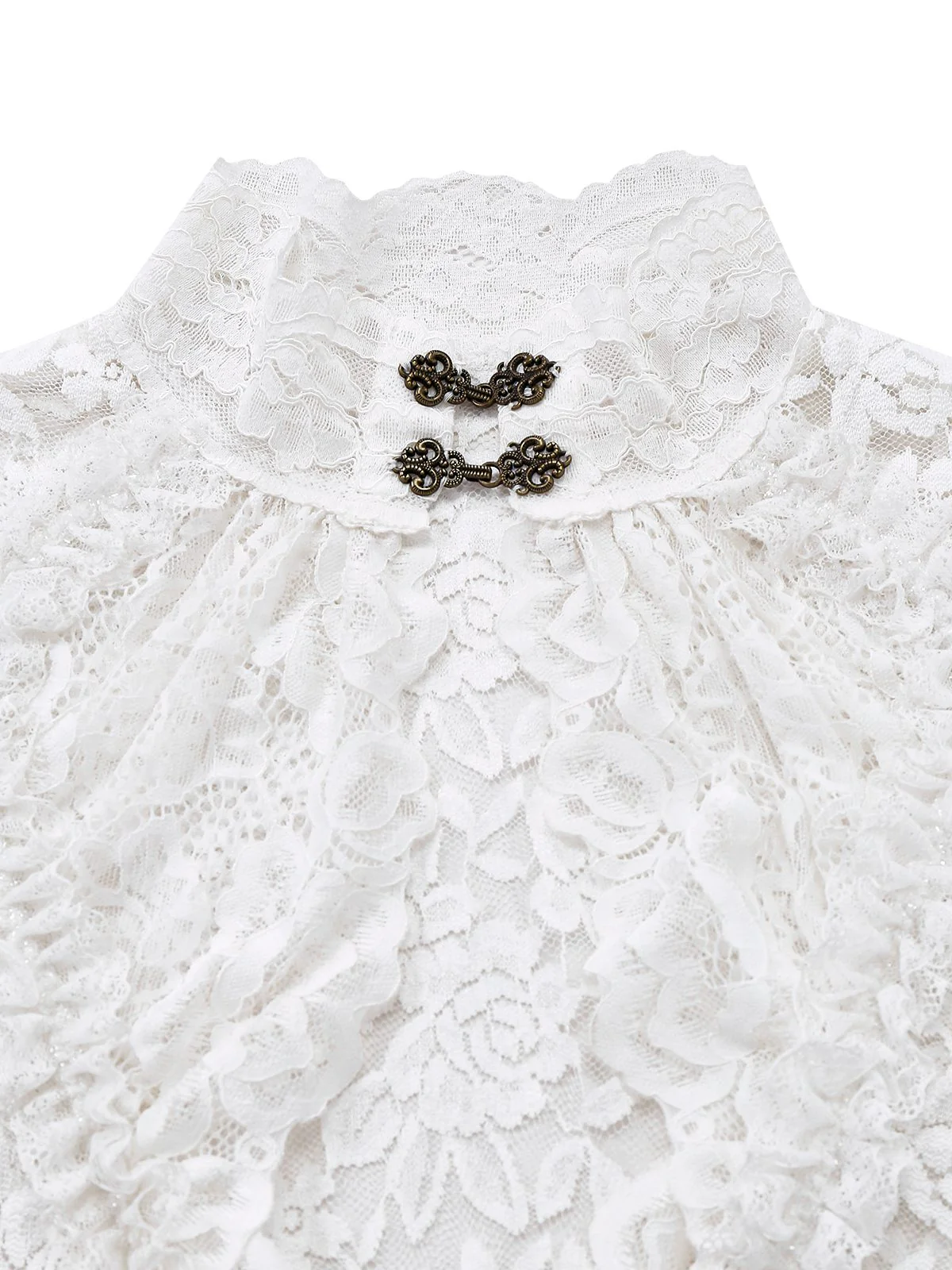 Weiß 1980er Gigot-Ärmel Viktorianisch Spitze Kleid - Image 7