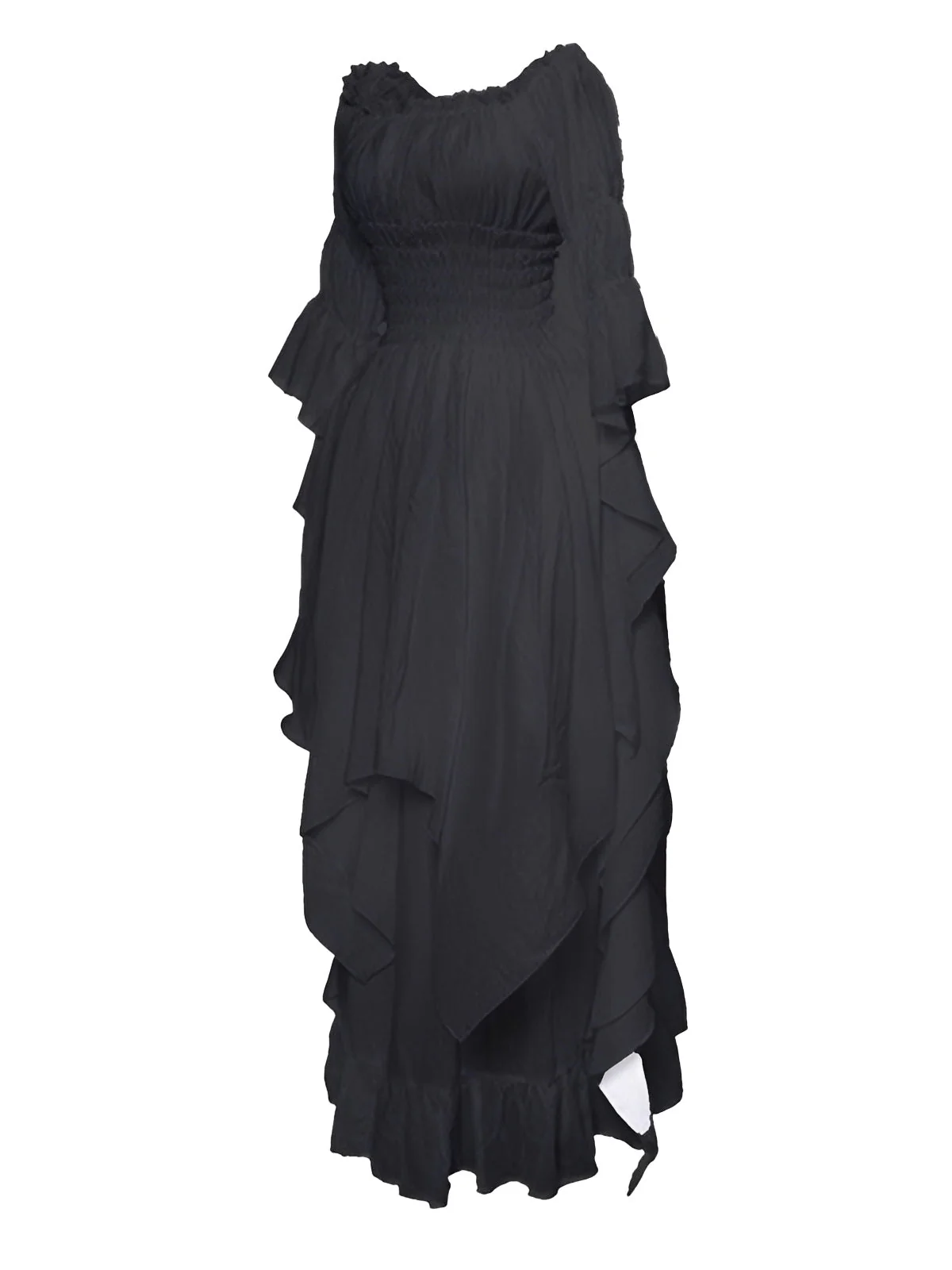 Weiß 1980er Gothic Glockenärmel Unregelmäßiger Saum Kleid - Image 5