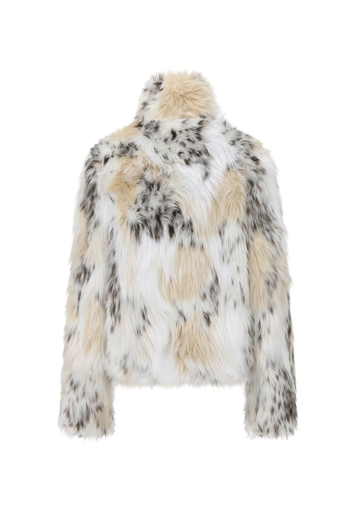 Weiß 1980er Leopard Drucken Kunst Pelz Jacke - Image 3